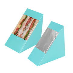 Cafe Vision Triangle Turquoise Paper Large Sandwich Box - 4 3/4