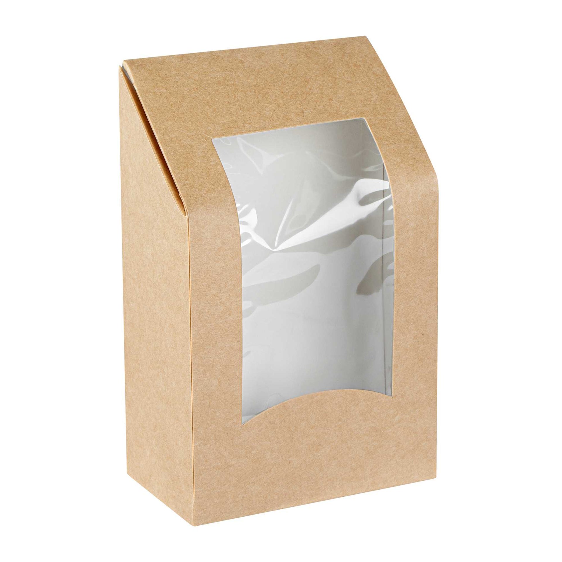 Cafe Vision Rectangle Kraft Paper Sandwich / Wrap Take Out Container - Angle Cut - 6" x 3 3/4" x 2" - 200 count box