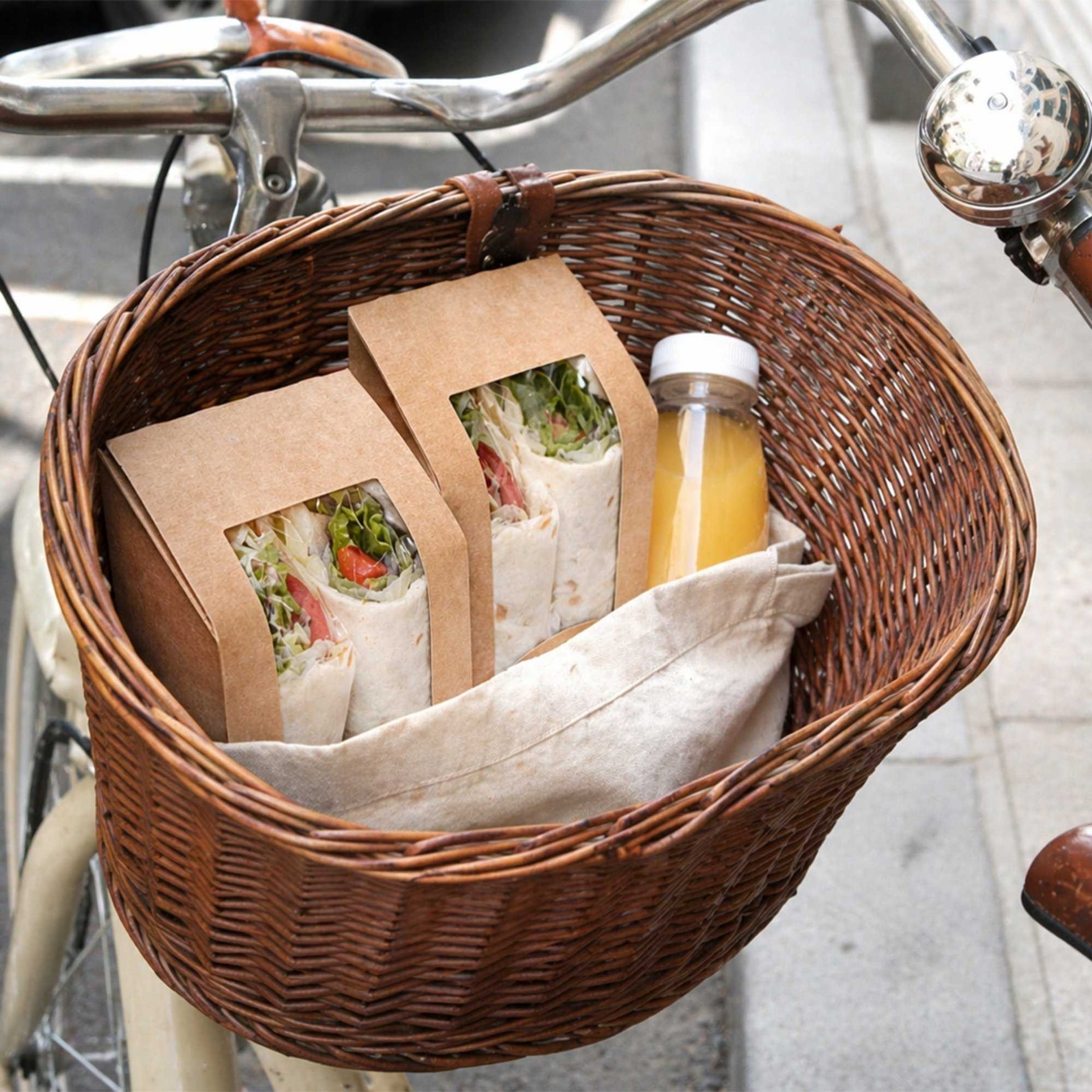 Cafe Vision Rectangle Kraft Paper Sandwich / Wrap Take Out Container - Angle Cut - 6" x 3 3/4" x 2" - 200 count box
