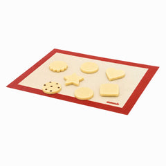 Pastry Tek Rectangle Tan and Red Silicone Half Size Baking Mat - Ultra Durable - 11 3/4