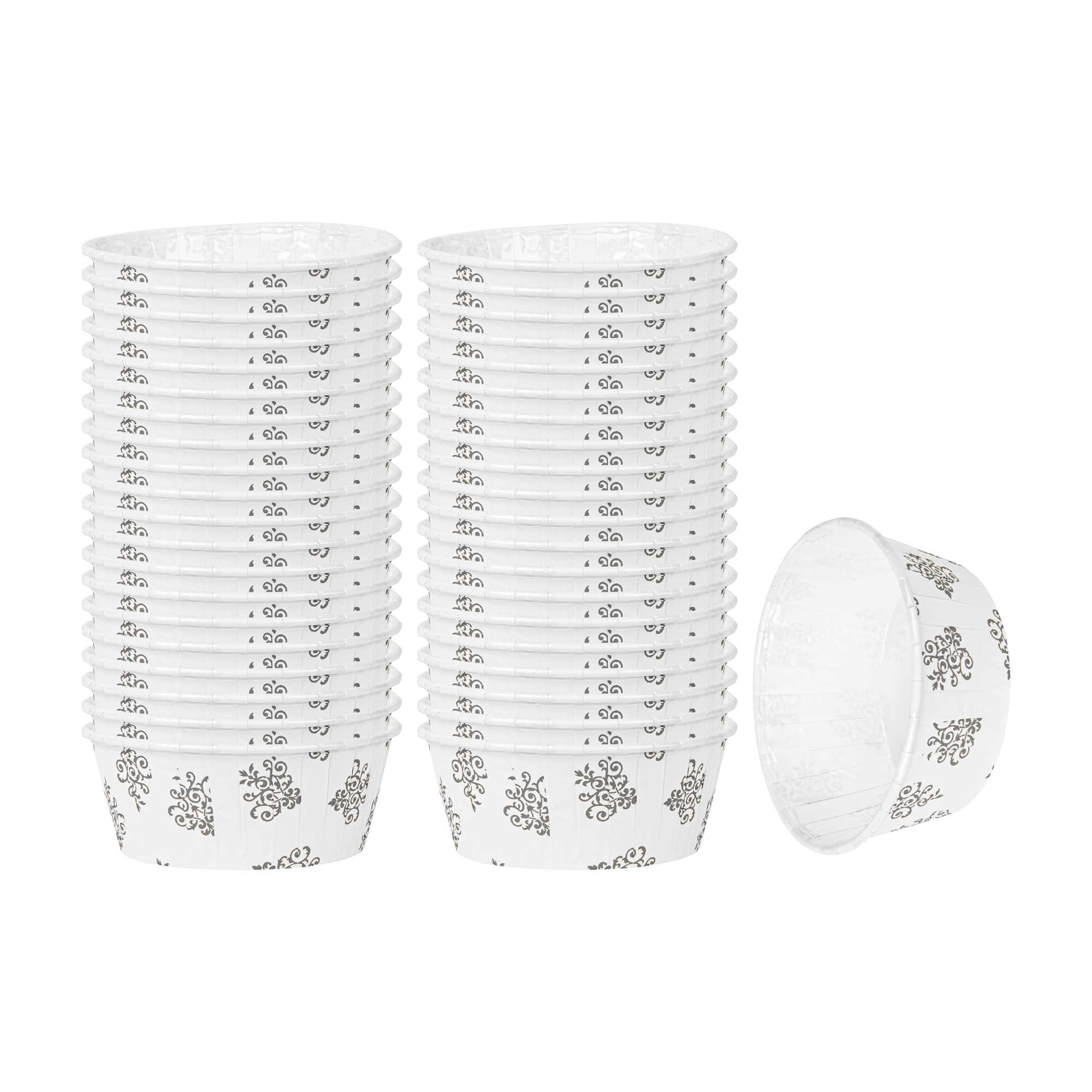 Panificio 5 oz Round Vintage Floral Paper Large Baking Cup - Pleated - 3 3/4" x 3 3/4" x 1 1/2" - 200 count box