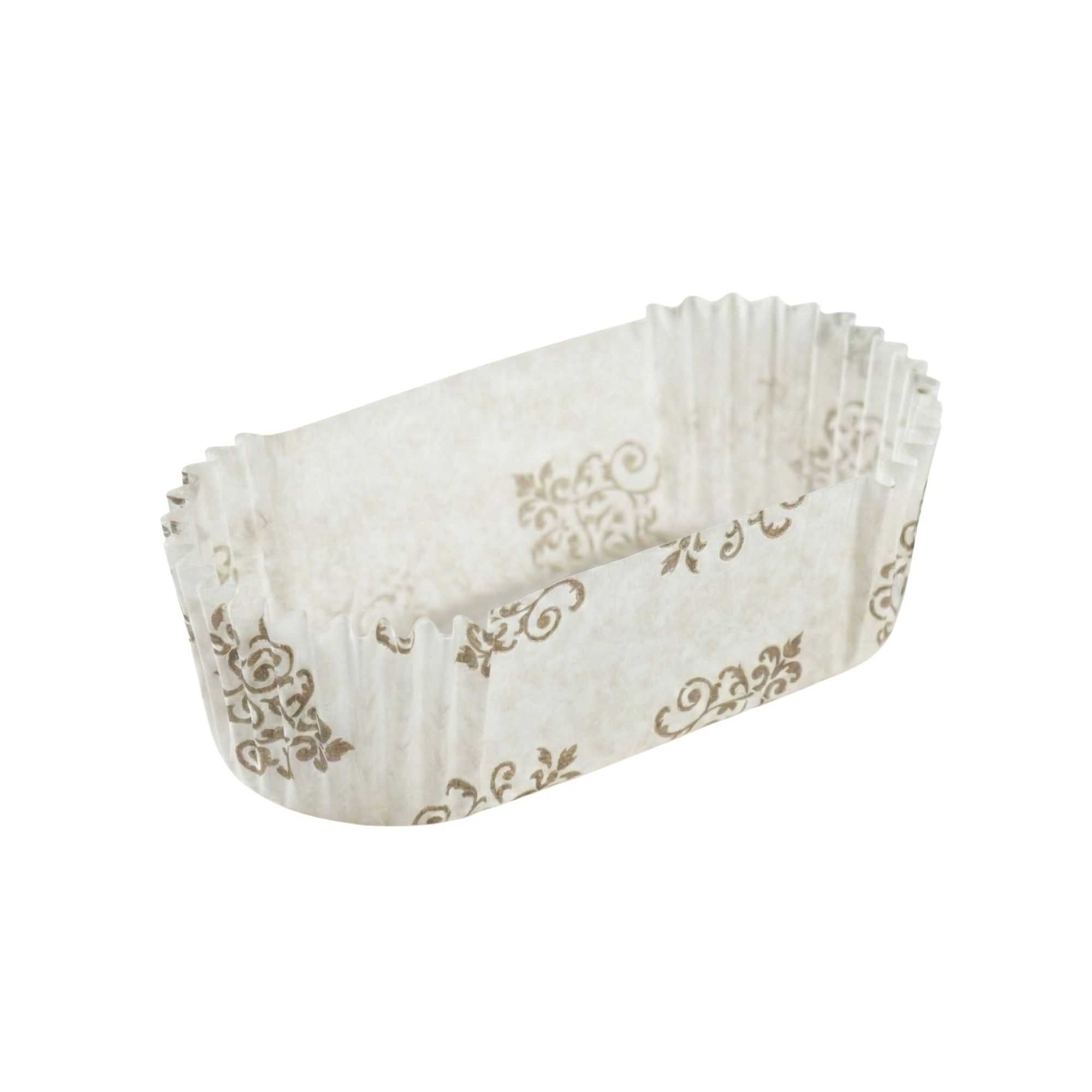 Panificio 1 oz Elliptical Vintage Floral Paper Regular Baking Cup - Ridged - 3 1/2" x 1 1/2" x 1" - 200 count box