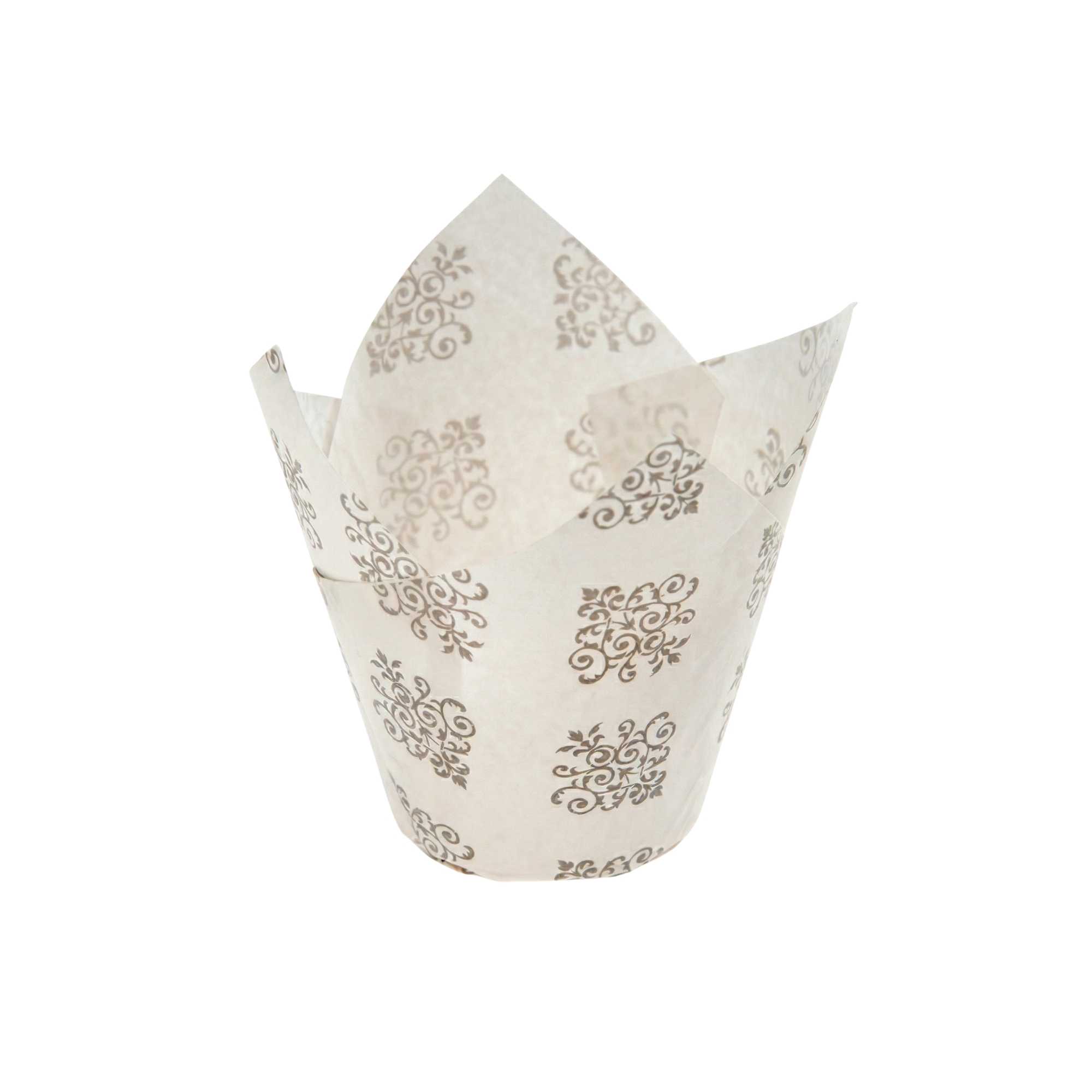 Panificio 2 oz Tulip Vintage Floral Paper Tall Baking Cup - 3 1/4" x 3 1/4" x 3 1/4" - 200 count box
