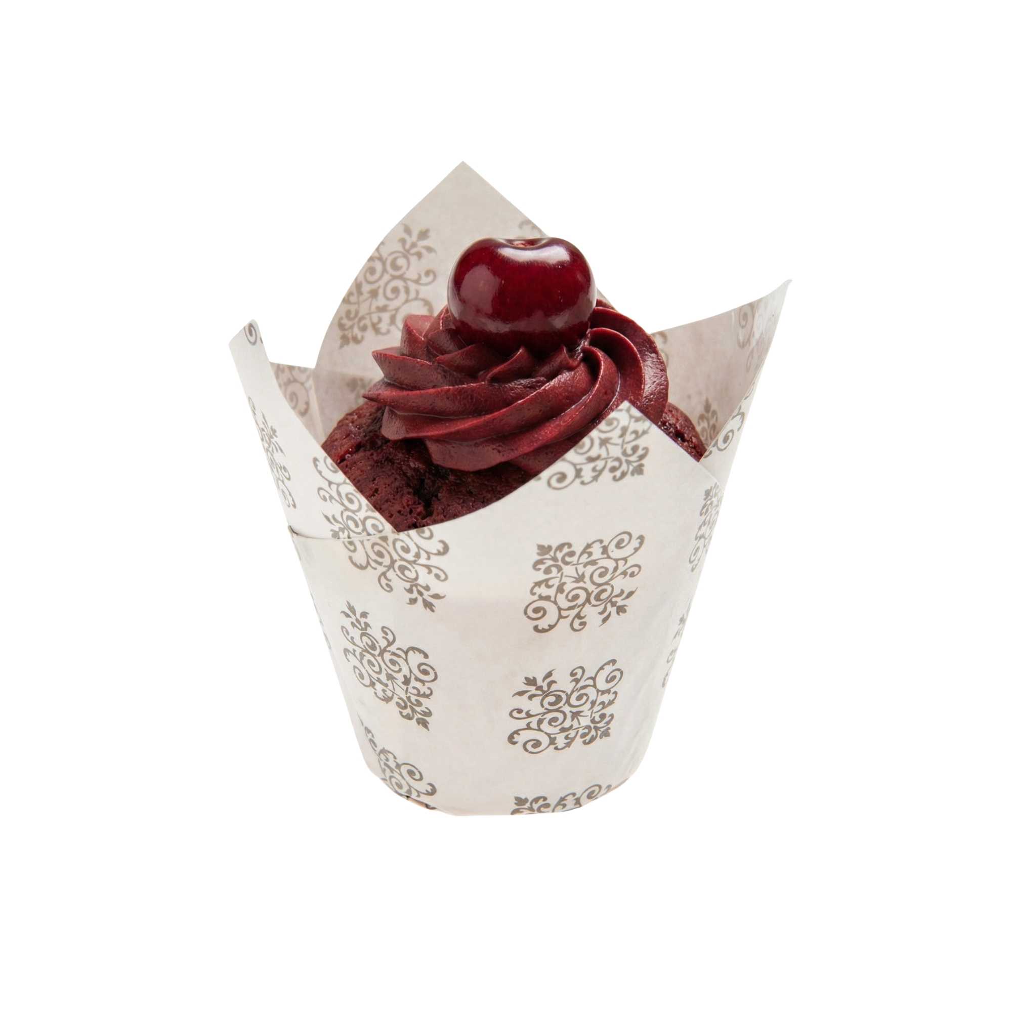 Panificio 2 oz Tulip Vintage Floral Paper Tall Baking Cup - 3 1/4" x 3 1/4" x 3 1/4" - 200 count box