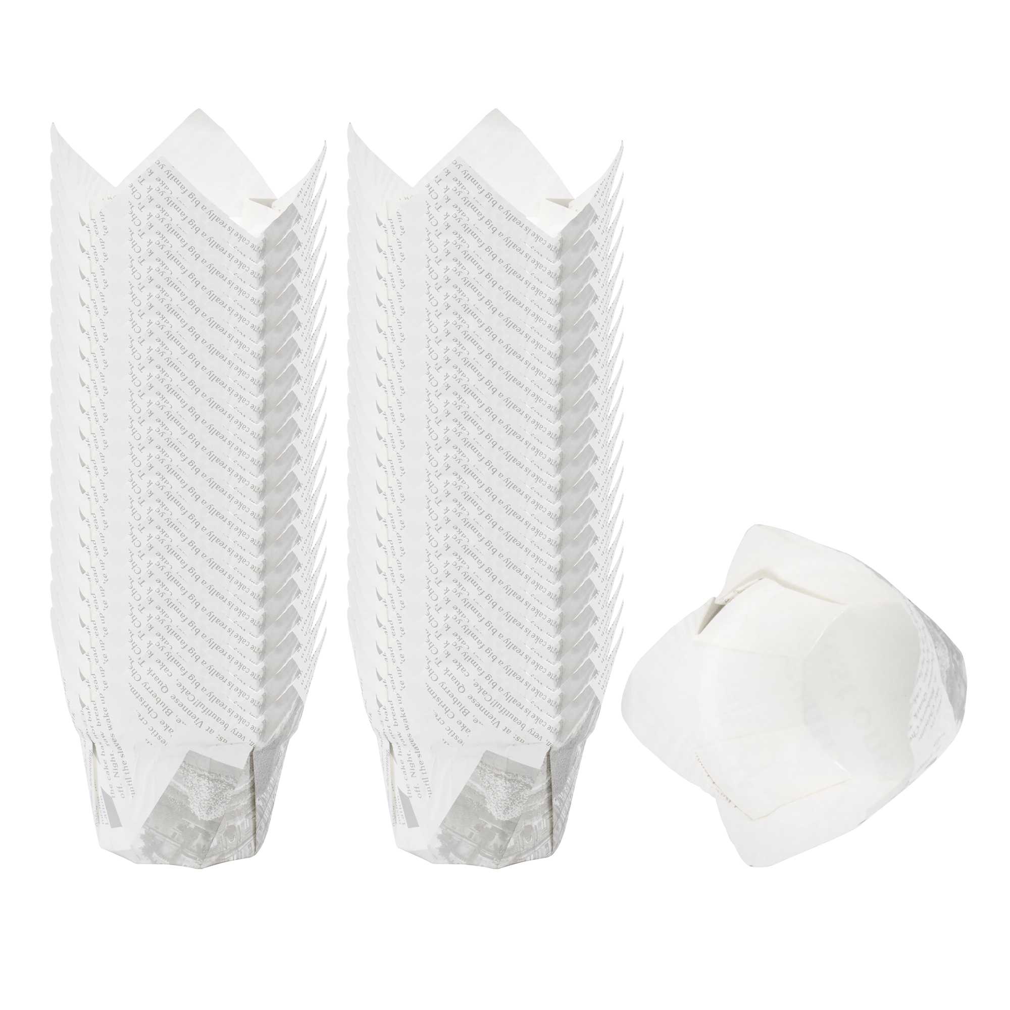 Panificio 1 oz Tulip Newsprint Paper Regular Baking Cup - 3" x 3" x 3 1/2" - 200 count box
