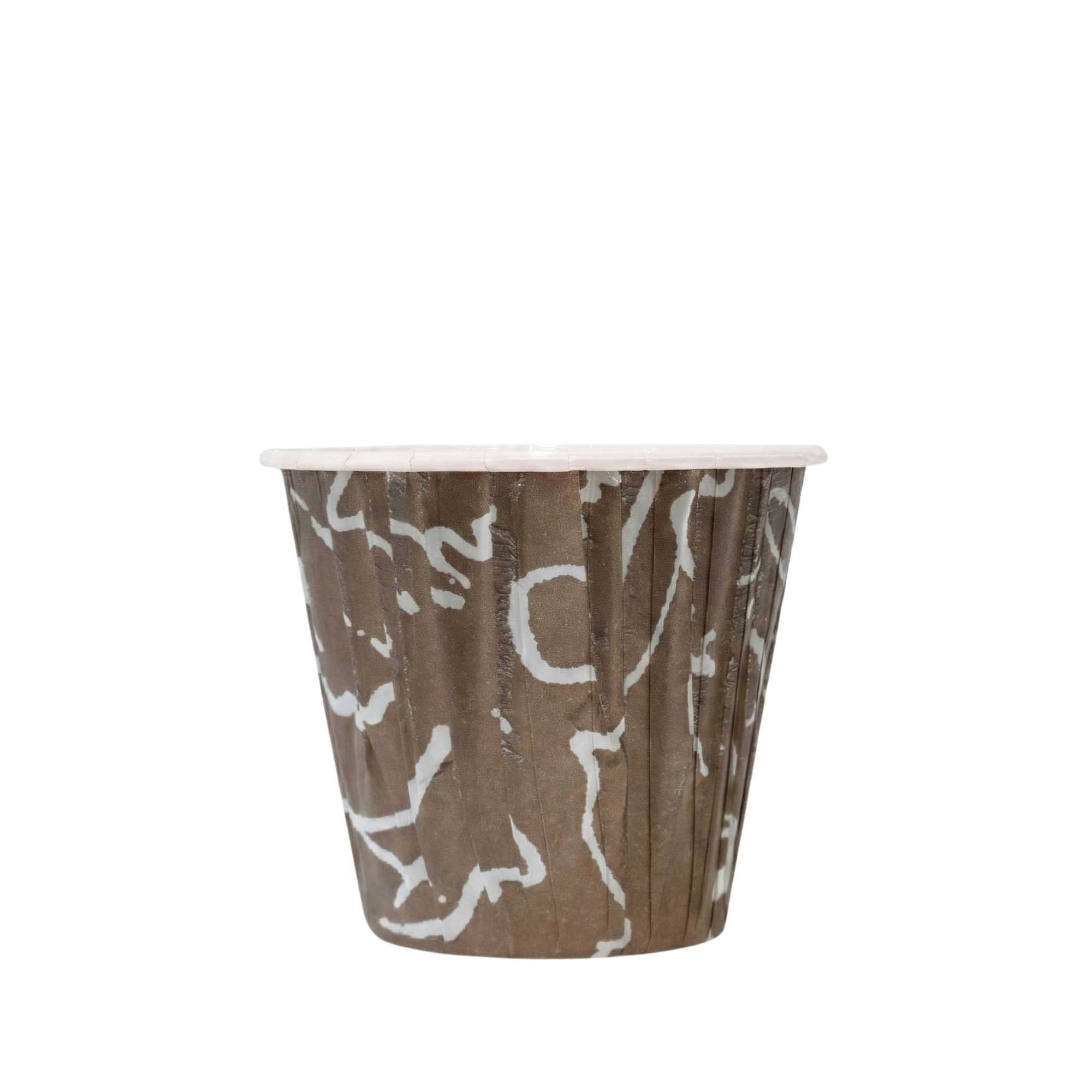 Panificio 4 oz Round Chocolate Wisp Paper Tall Baking Cup - Pleated - 3" x 3" x 2 3/4" - 200 count box