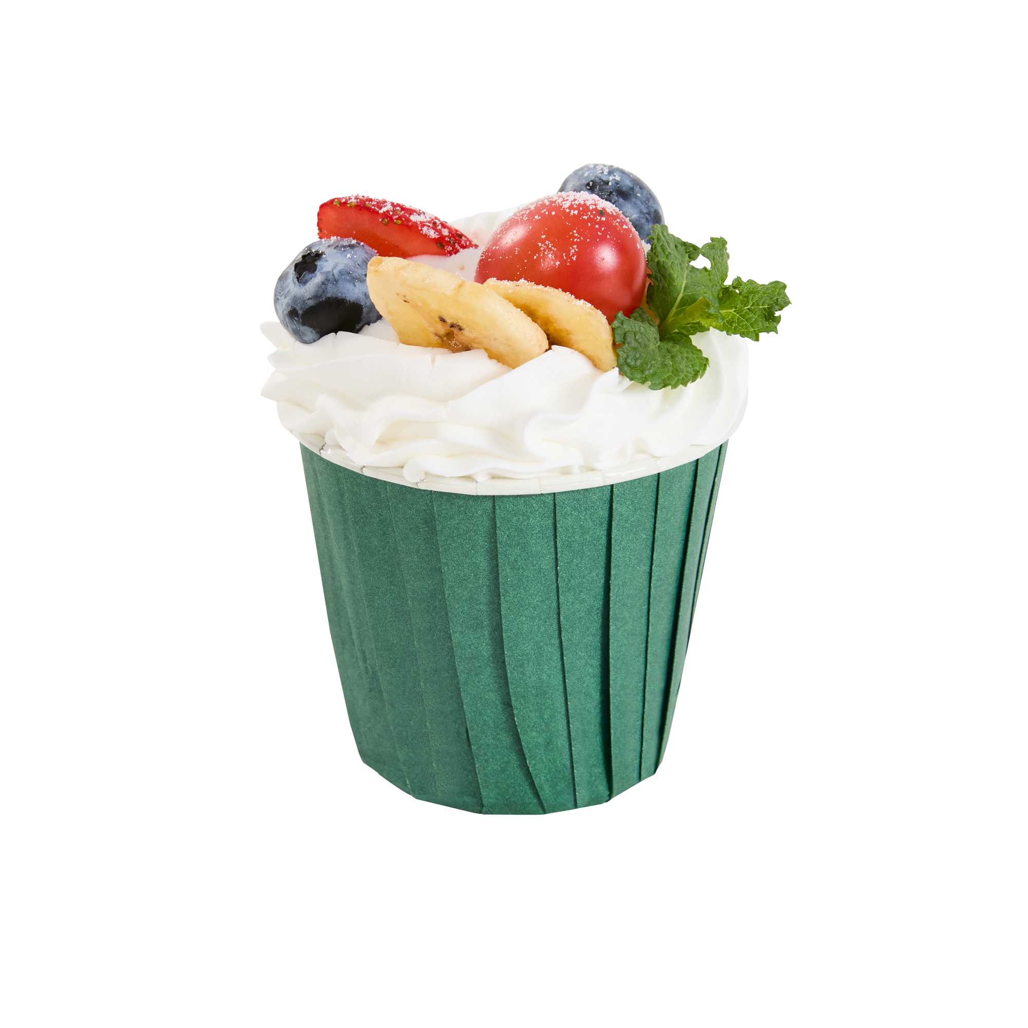 Panificio 4 oz Round Forest Green Paper Tall Baking Cup - Pleated - 3" x 3" x 2 3/4" - 200 count box