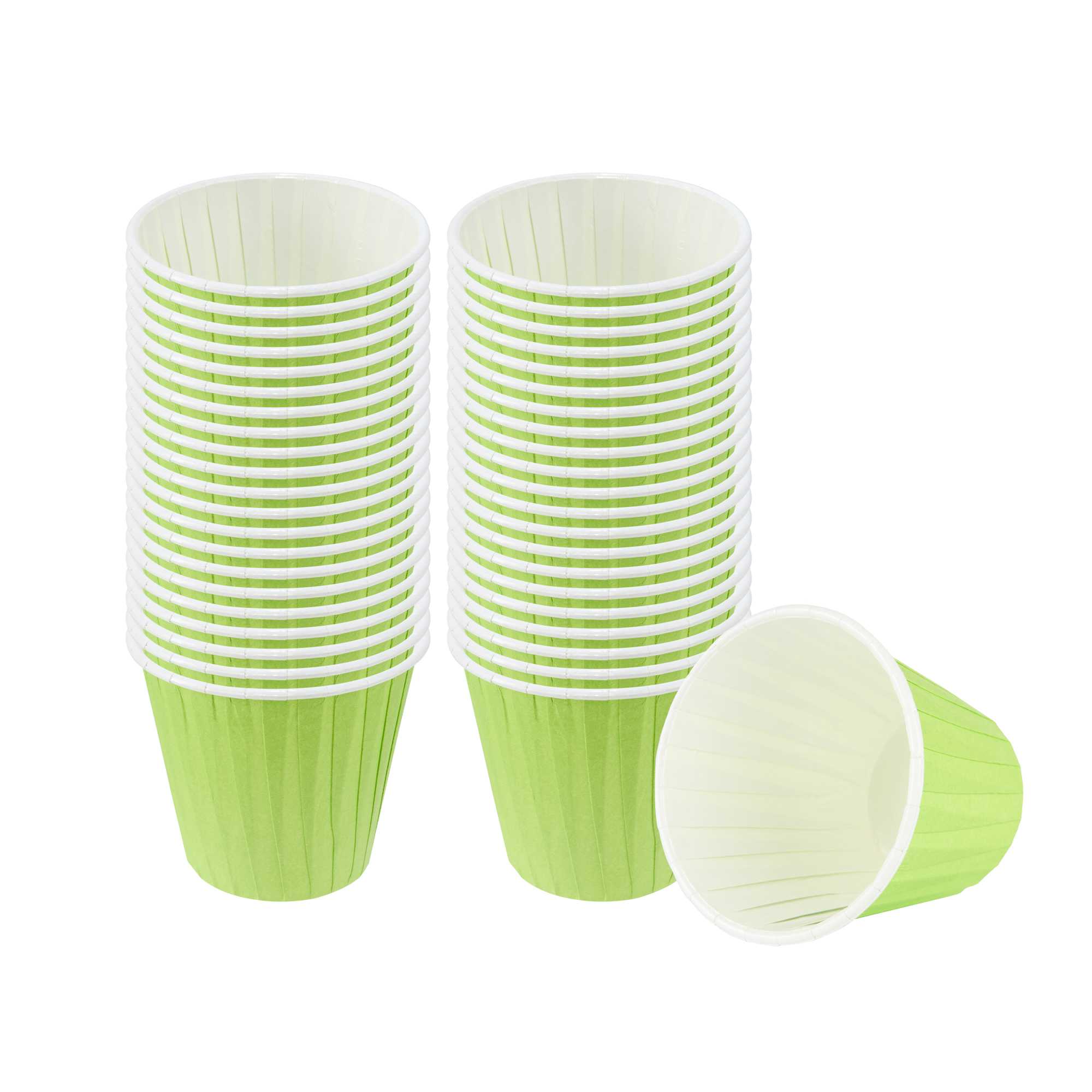 Panificio 4 oz Round Eco Green Paper Tall Baking Cup - Pleated - 3" x 3" x 2 3/4" - 200 count box