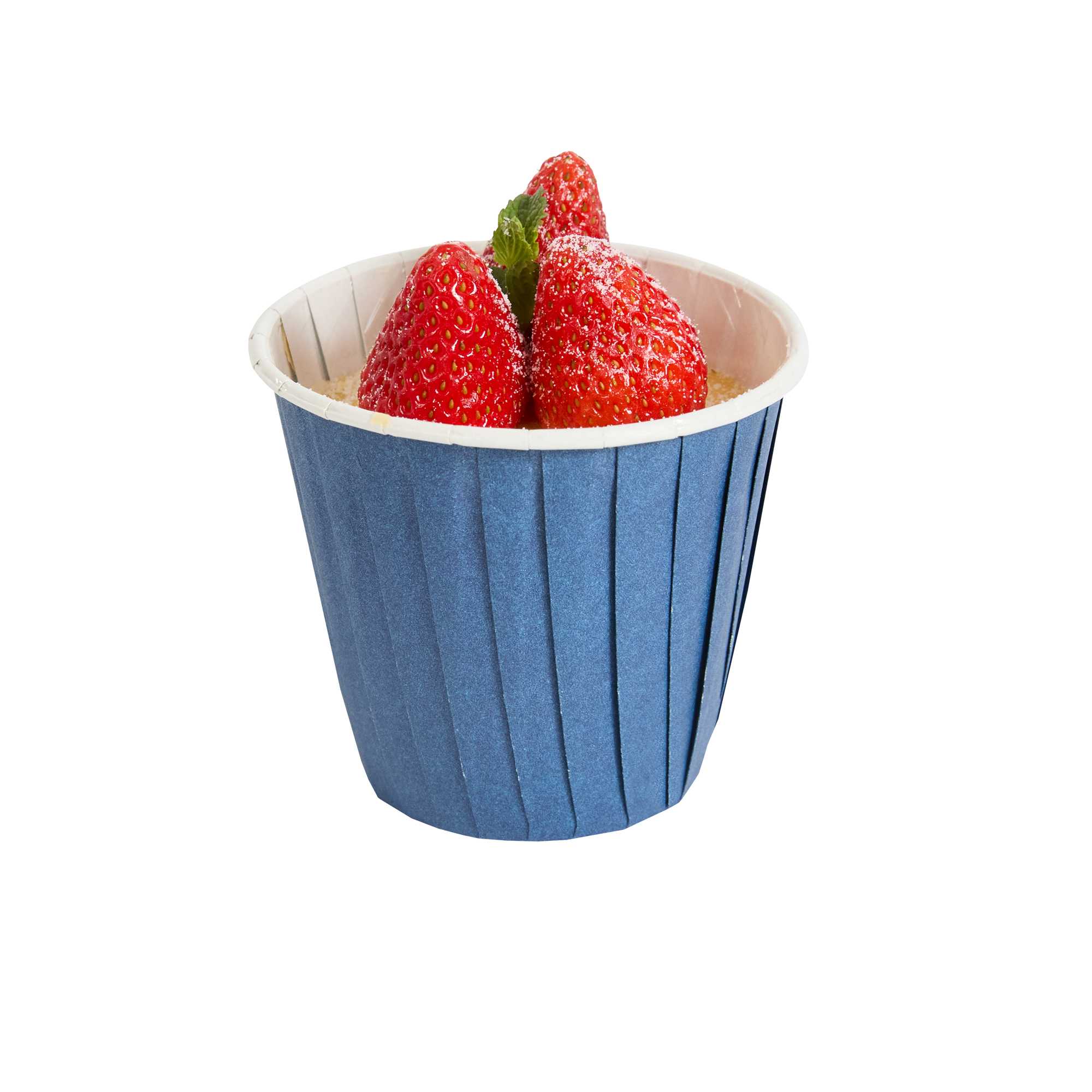 Panificio 4 oz Round Midnight Blue Paper Tall Baking Cup - Pleated - 3" x 3" x 2 3/4" - 200 count box