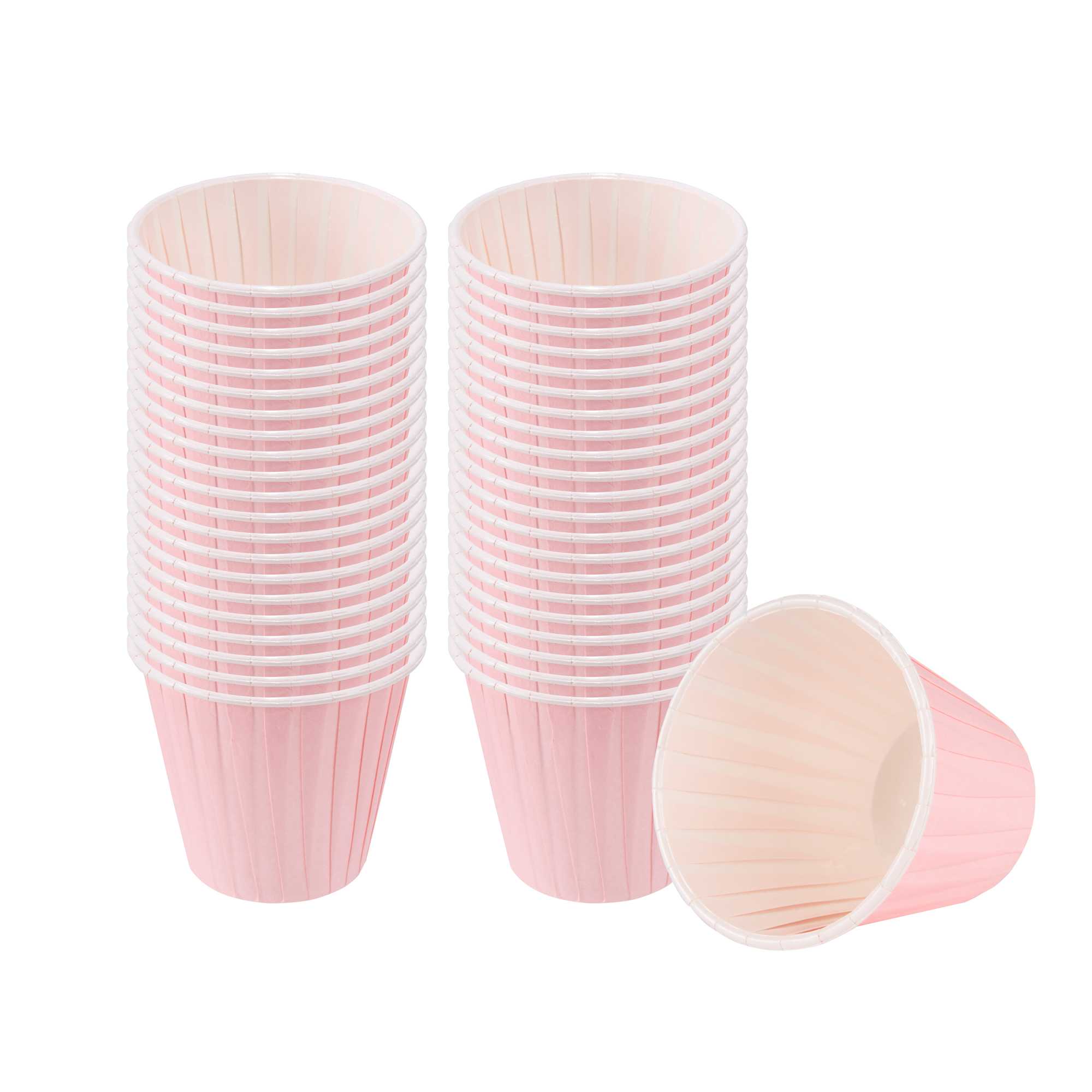 Panificio 4 oz Round Pink Paper Tall Baking Cup - Pleated - 3" x 3" x 2 3/4" - 200 count box