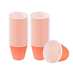 Panificio 4 oz Round Tangerine Orange Paper Tall Baking Cup - Pleated - 3