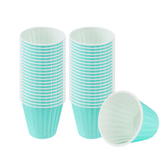 Panificio 4 oz Round Turquoise Paper Tall Baking Cup - Pleated - 3