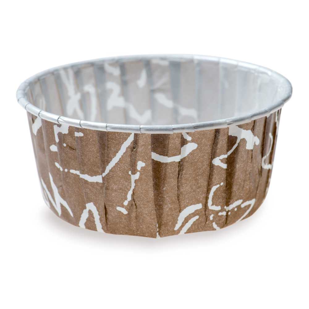 Panificio 5 oz Round Chocolate Wisp Paper Large Baking Cup - Pleated - 3 3/4" x 3 3/4" x 1 1/2" - 4000 count box