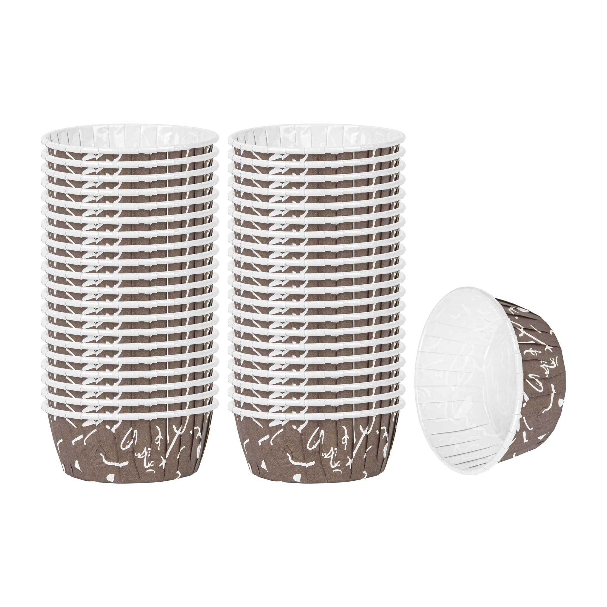 Panificio 5 oz Round Chocolate Wisp Paper Large Baking Cup - Pleated - 3 3/4" x 3 3/4" x 1 1/2" - 4000 count box