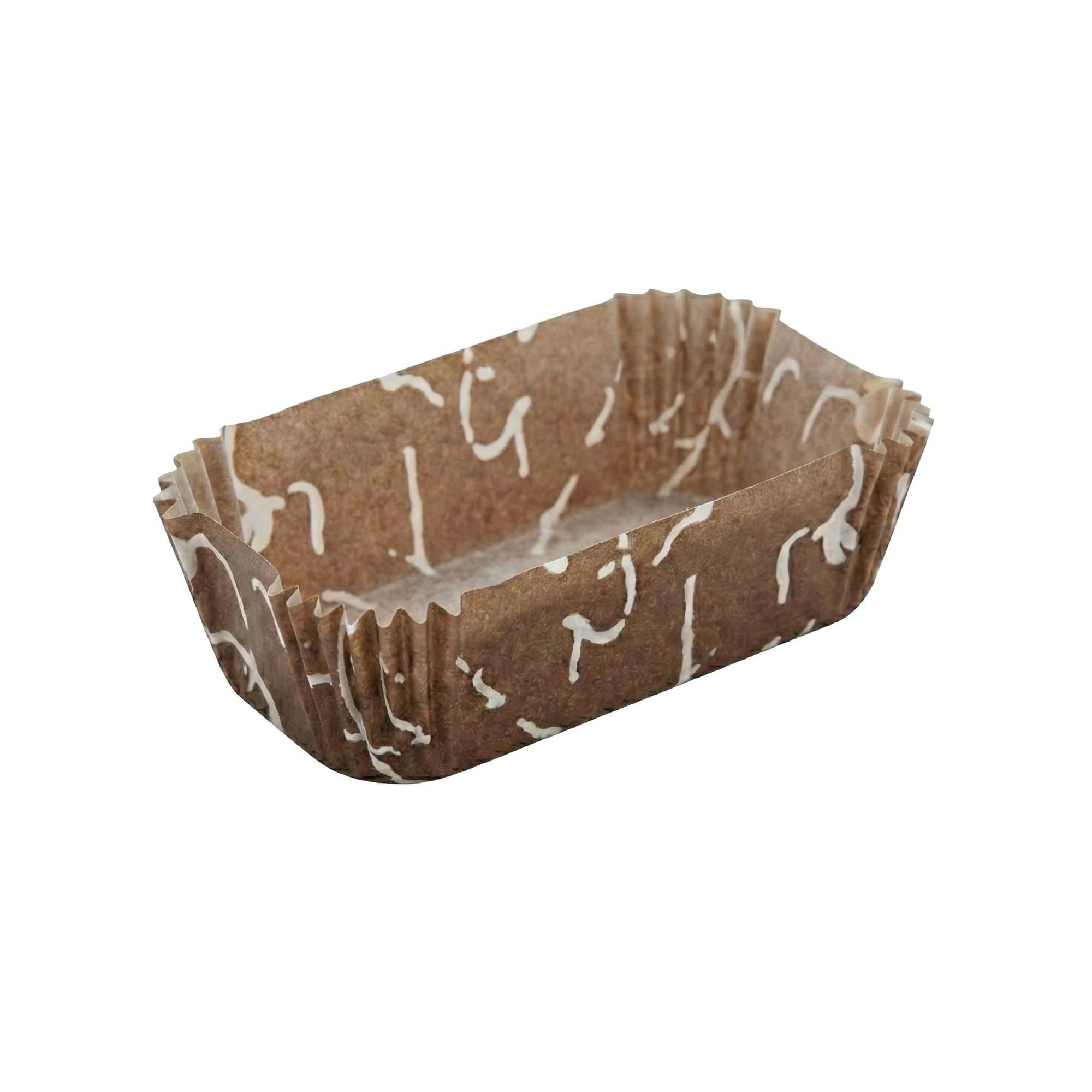 Panificio 5 oz Elliptical Chocolate Wisp Paper Large Baking Cup - Ridged - 4 1/2" x 2 1/2" x 1 1/4" - 200 count box