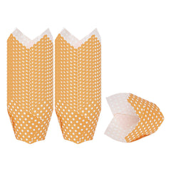 Panificio 2 oz Tulip Polka-Dotted Hot Orange Paper Tall Baking Cup - 3 1/4
