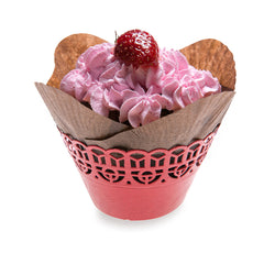 Bellissimo Round Cherry Red Paper Cupcake Wrap - 2 1/4