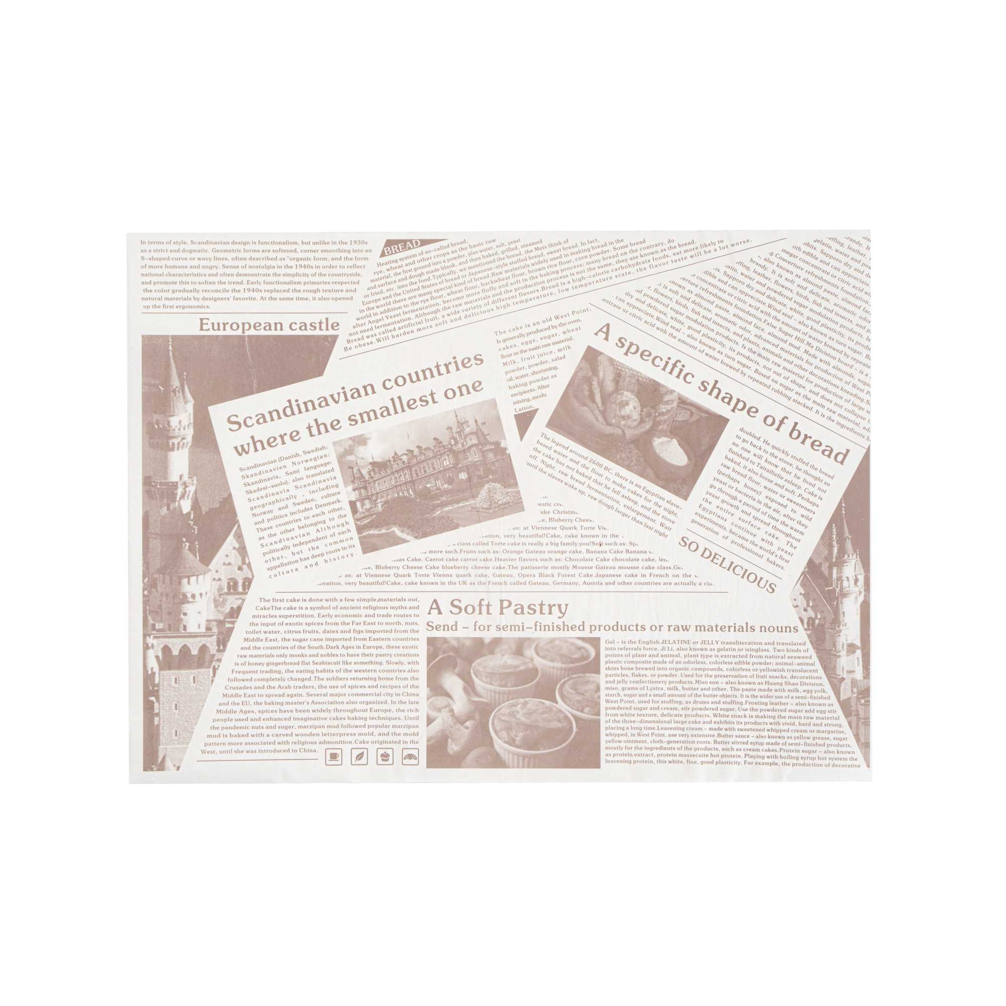 Gastronomia Newsprint Paper Food Wrap and Basket Liner - Greaseproof - 15" x 11" - 200 count box