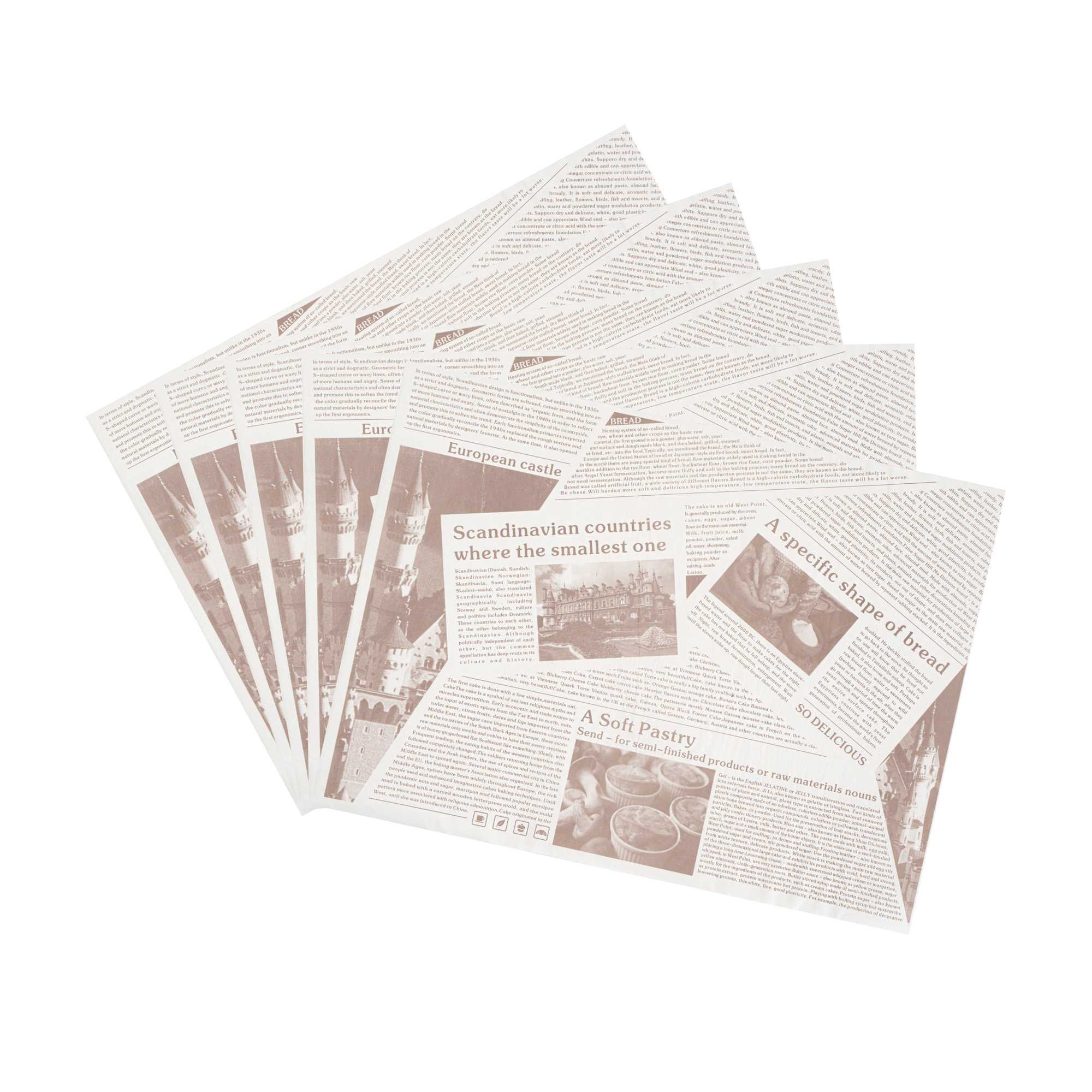 Gastronomia Newsprint Paper Food Wrap and Basket Liner - Greaseproof - 15" x 11" - 200 count box