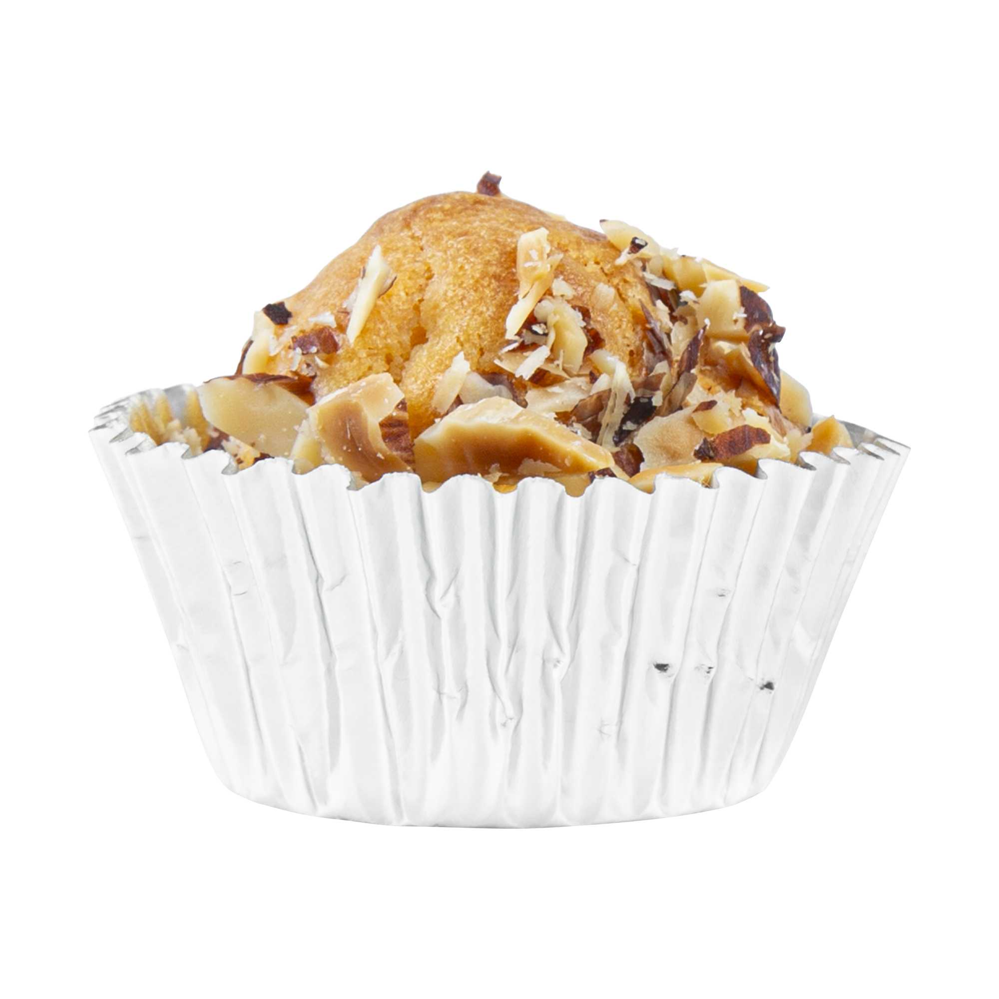 Panificio 0.4 oz Round Metallic Silver Paper Baking Cup - Foil-Coated - 1 1/4" x 1 1/4" x 3/4" - 200 count box