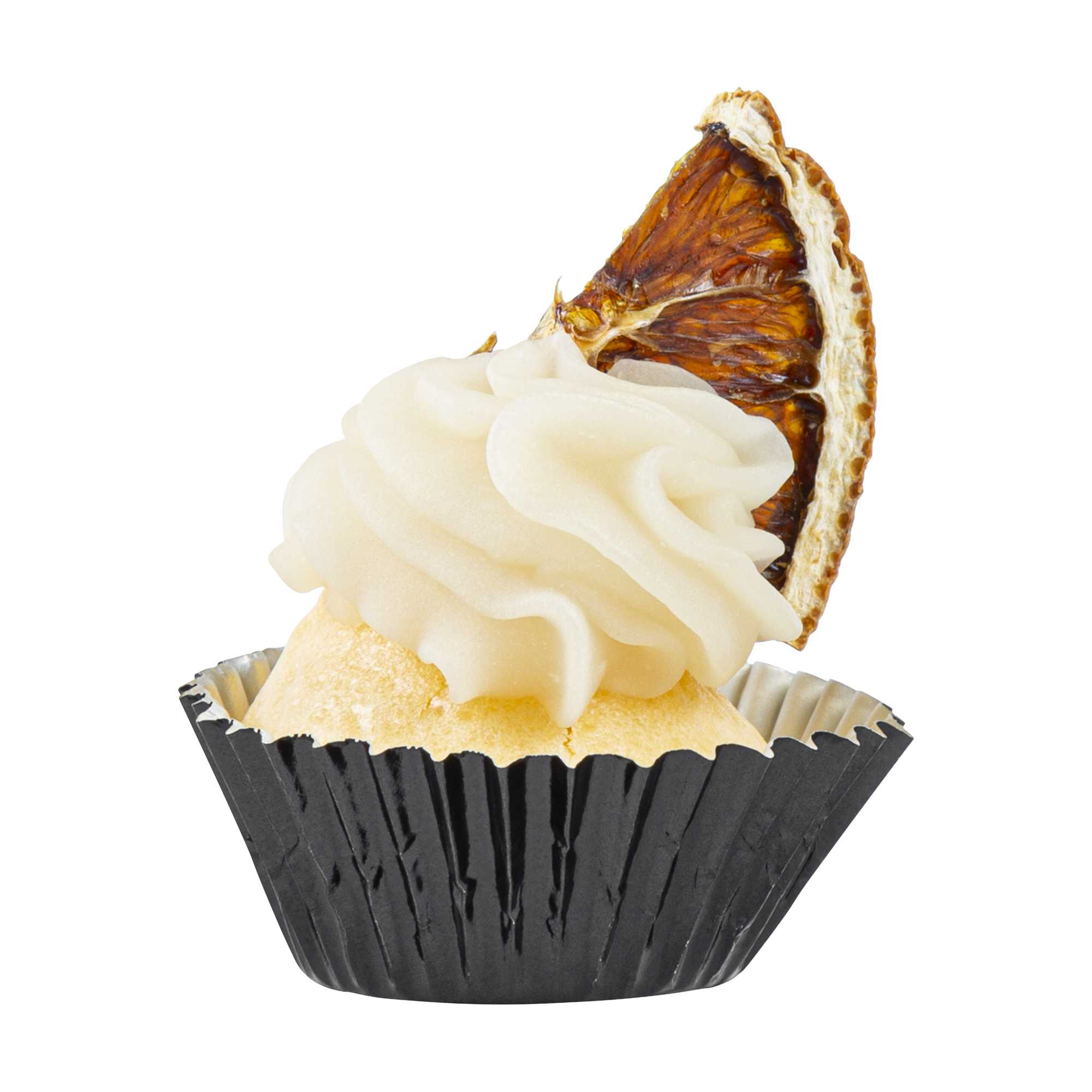 Panificio 0.4 oz Round Metallic Black Paper Baking Cup - Foil-Coated - 1 1/4" x 1 1/4" x 3/4" - 200 count box