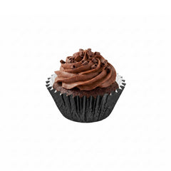 Panificio 0.4 oz Round Metallic Black Paper Baking Cup - Foil-Coated - 1 1/4