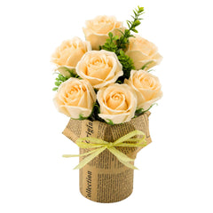 Sapone del Fiore Round Yellow Plastic Roses in Plastic Pot - 7 Blooms - 4
