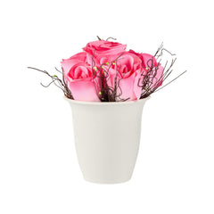 Fiore Pink Plastic Roses in Plastic Pot - 6 Blooms - 4