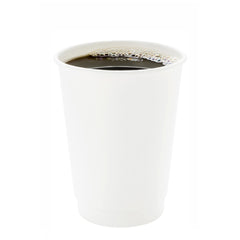 12 oz White Paper Coffee Cup - Double Wall - 3 1/2