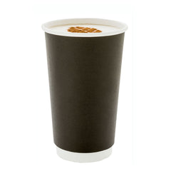 16 oz Black Paper Coffee Cup - Double Wall - 3 1/2