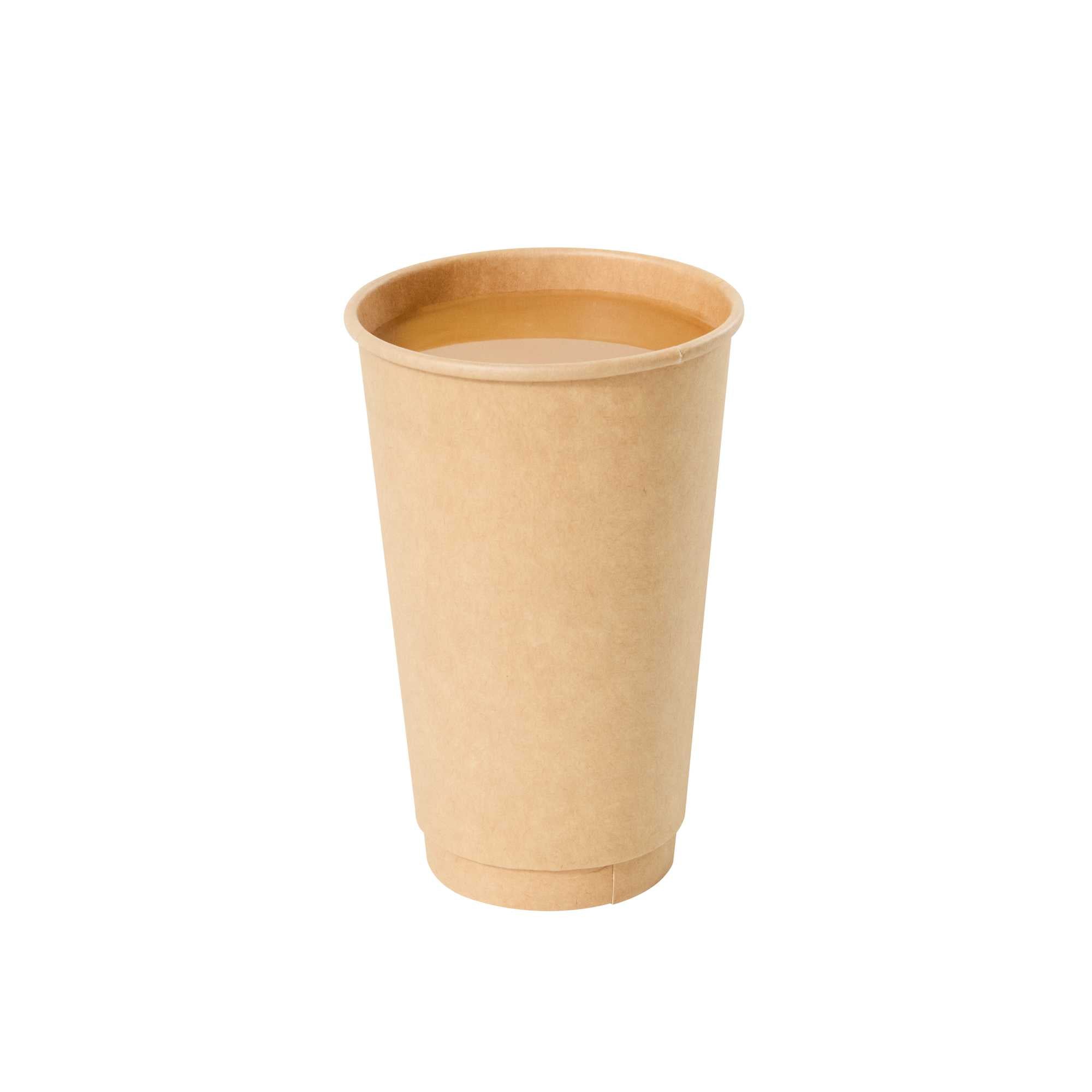 Restpresso 16 oz Kraft Paper Coffee Cup - Double Wall - 3 1/2" x 3 1/2" x 5 1/2" - 500 count box