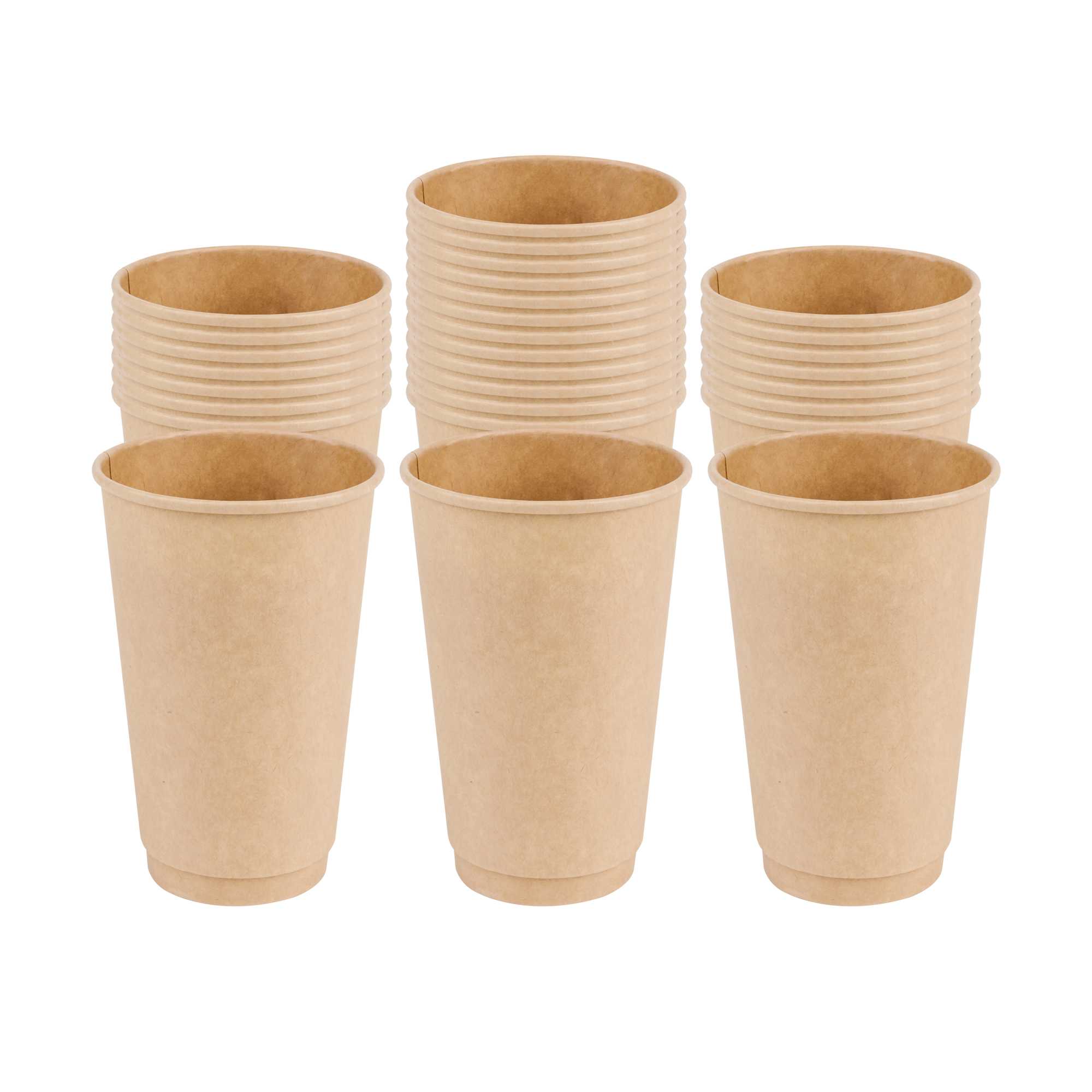 Restpresso 16 oz Kraft Paper Coffee Cup - Double Wall - 3 1/2" x 3 1/2" x 5 1/2" - 500 count box