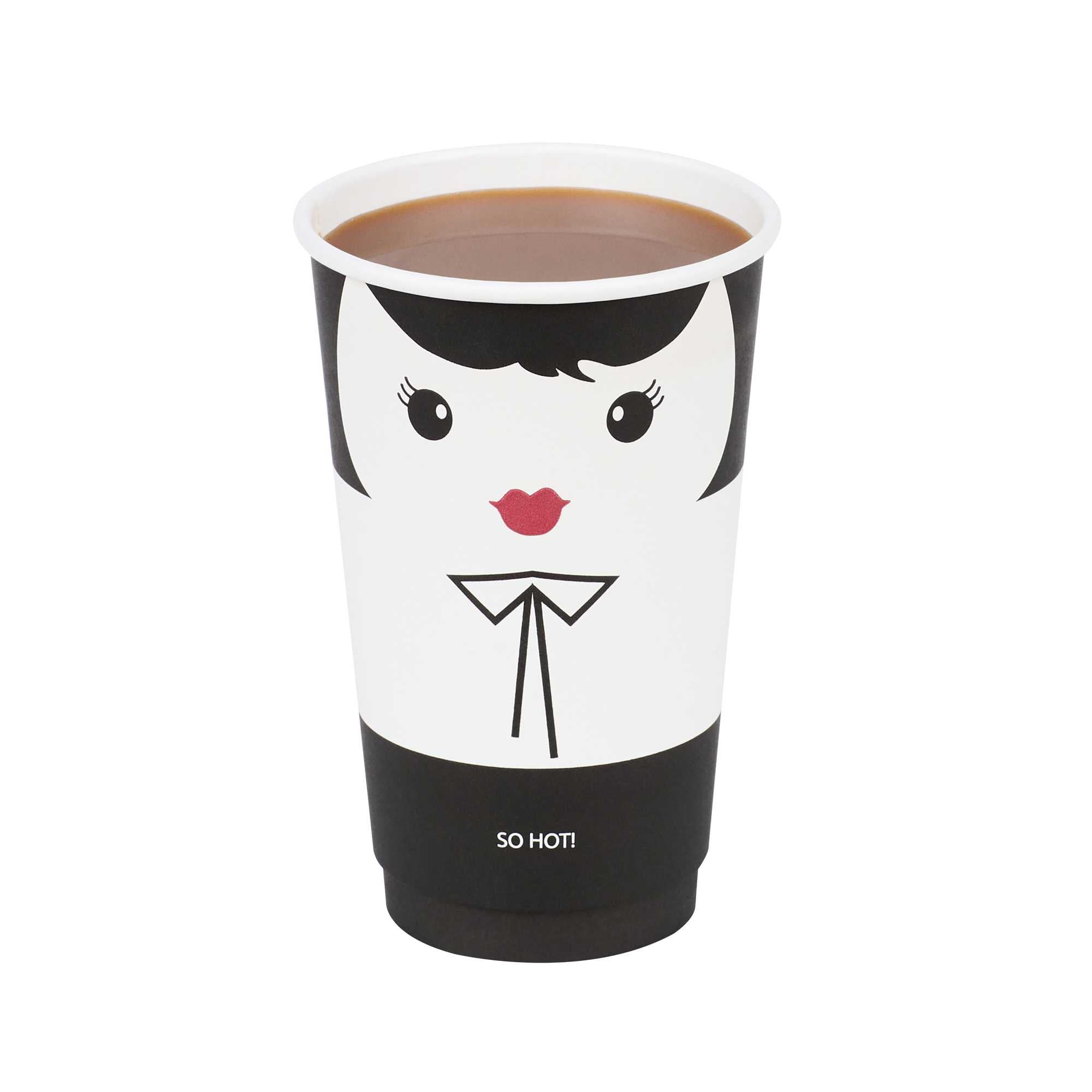 Restpresso 16 oz Madame Paper Coffee Cup - Double Wall - 3 1/2" x 3 1/2" x 5 1/2" - 500 count box