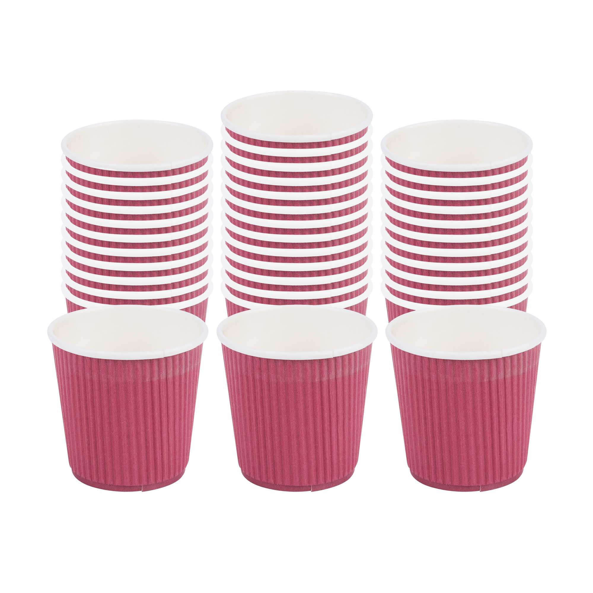 4 oz Crimson Paper Coffee Cup - Ripple Wall - 2 1/2" x 2 1/2" x 2 1/4" - 25 count box