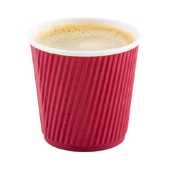 4 oz Crimson Paper Coffee Cup - Ripple Wall - 2 1/2