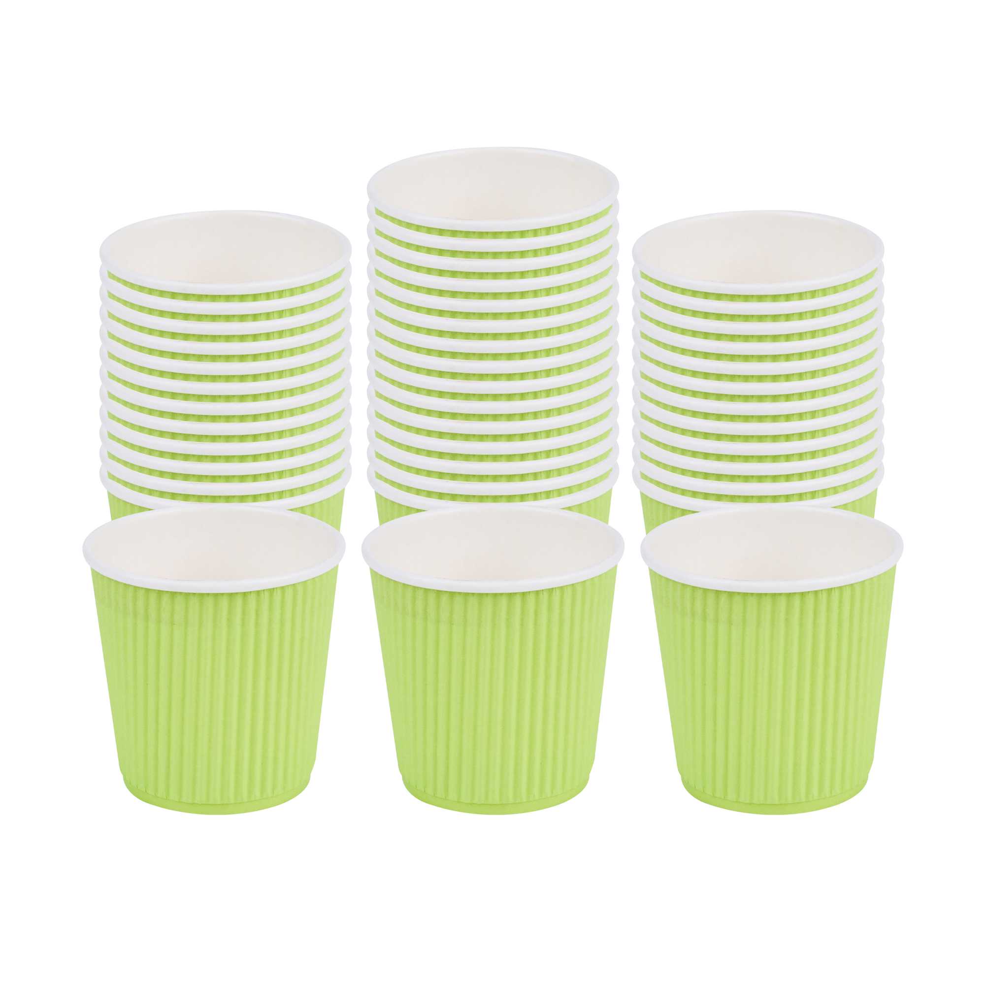 4 oz Eco Green Paper Coffee Cup - Ripple Wall - 2 1/2" x 2 1/2" x 2 1/4" - 25 count box