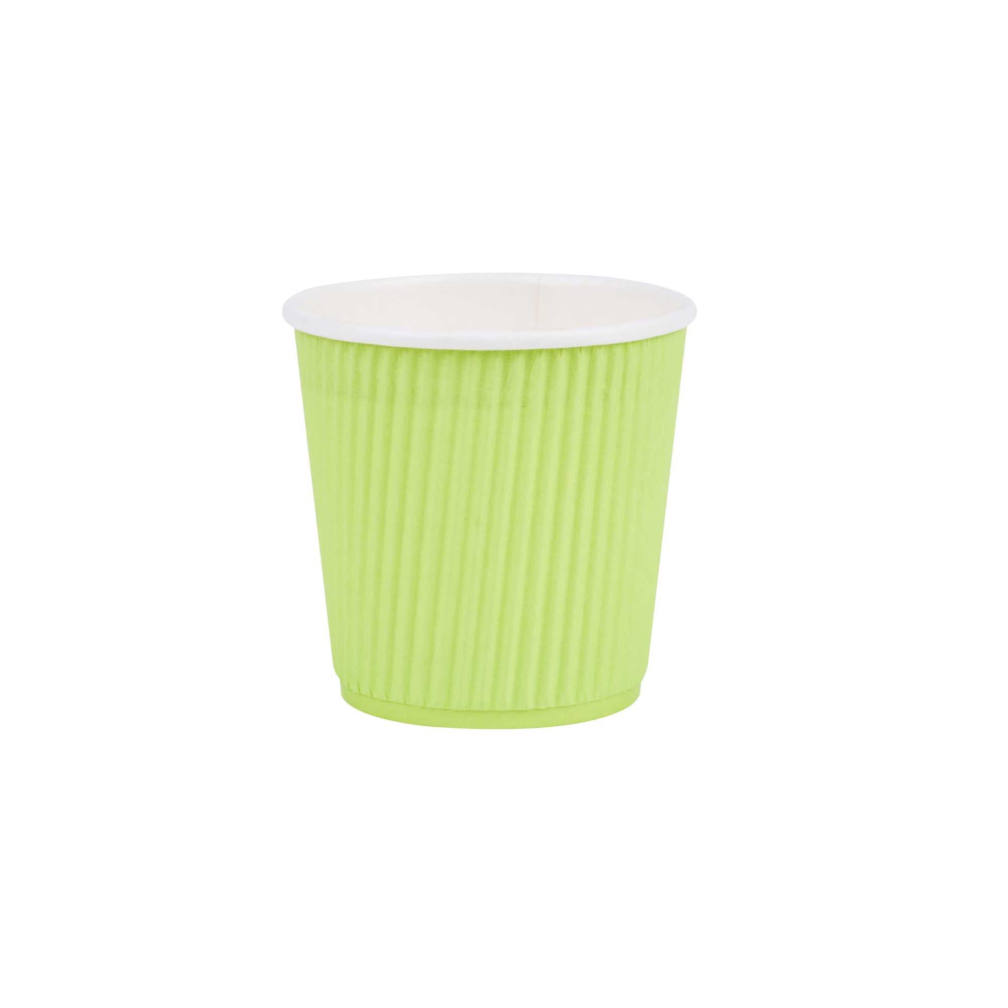 4 oz Eco Green Paper Coffee Cup - Ripple Wall - 2 1/2" x 2 1/2" x 2 1/4" - 25 count box