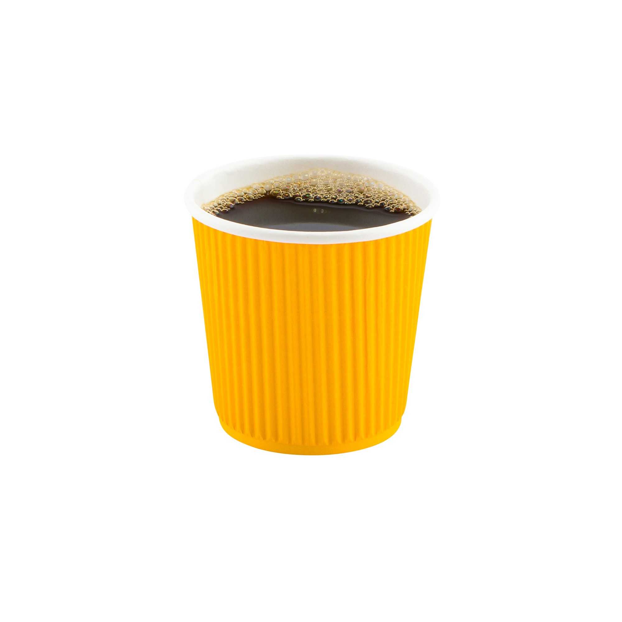 Restpresso 4 oz Yellow Paper Coffee Cup - Ripple Wall - 2 1/2" x 2 1/2" x 2 1/4" - 25 count box