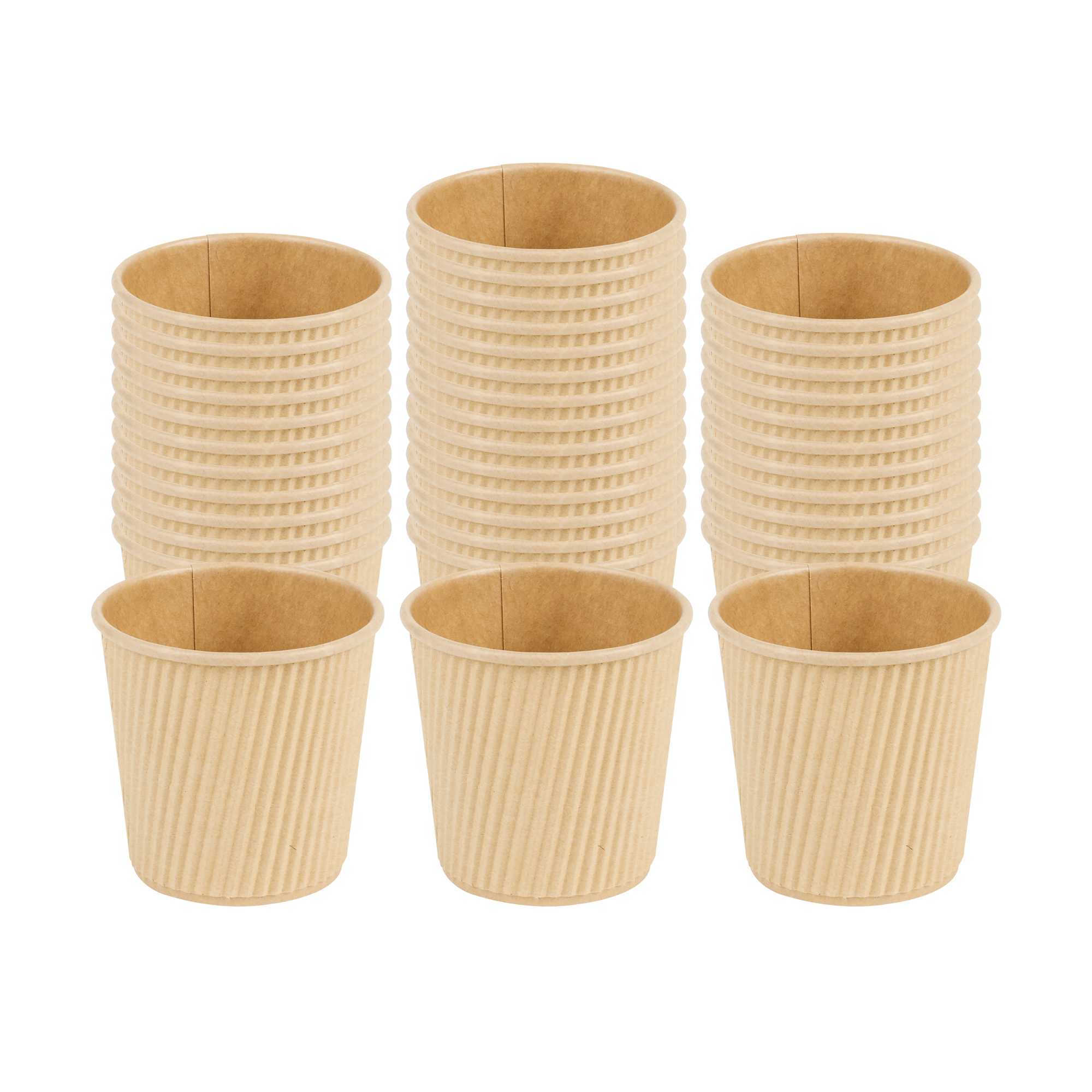 4 oz Kraft Paper Coffee Cup - Ripple Wall - 2 1/2" x 2 1/2" x 2 1/4" - 500 count box