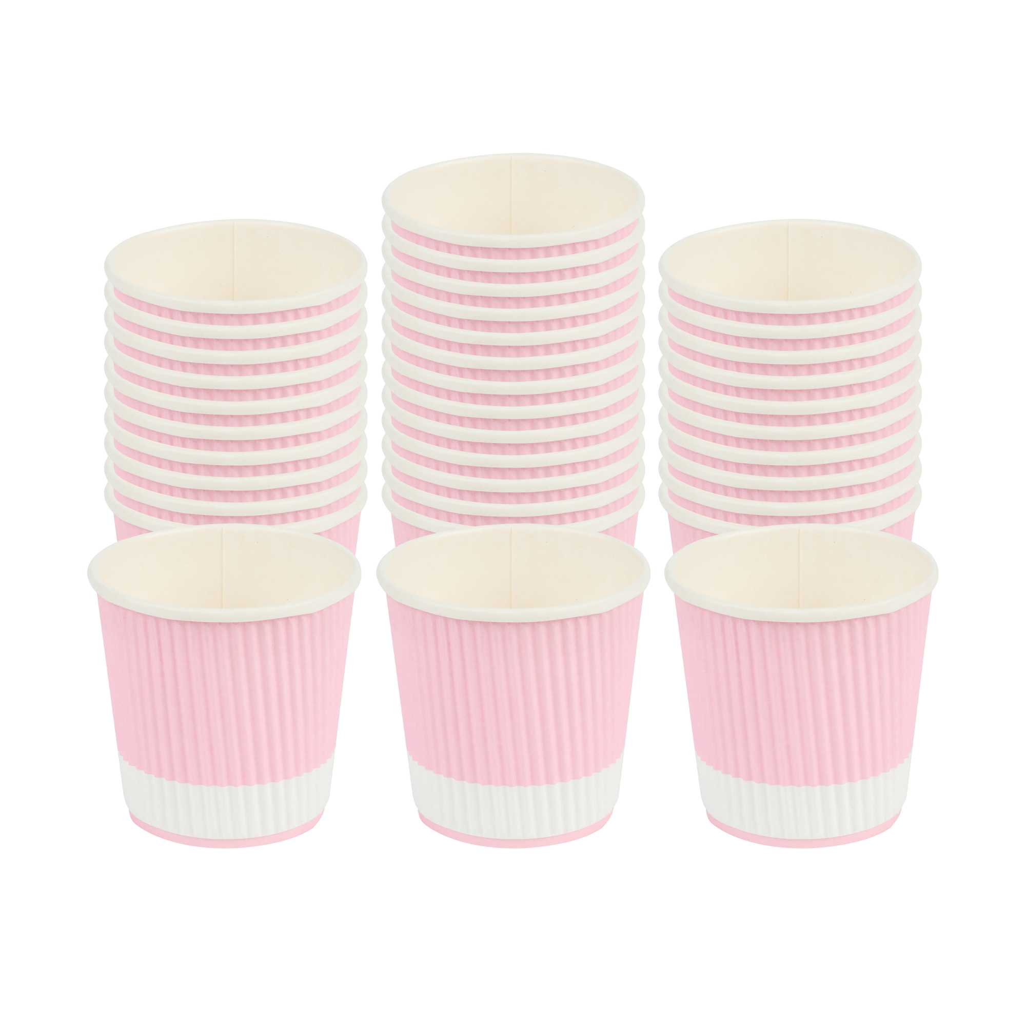4 oz Light Pink Paper Coffee Cup - Ripple Wall - 2 1/2" x 2 1/2" x 2 1/4" - 25 count box