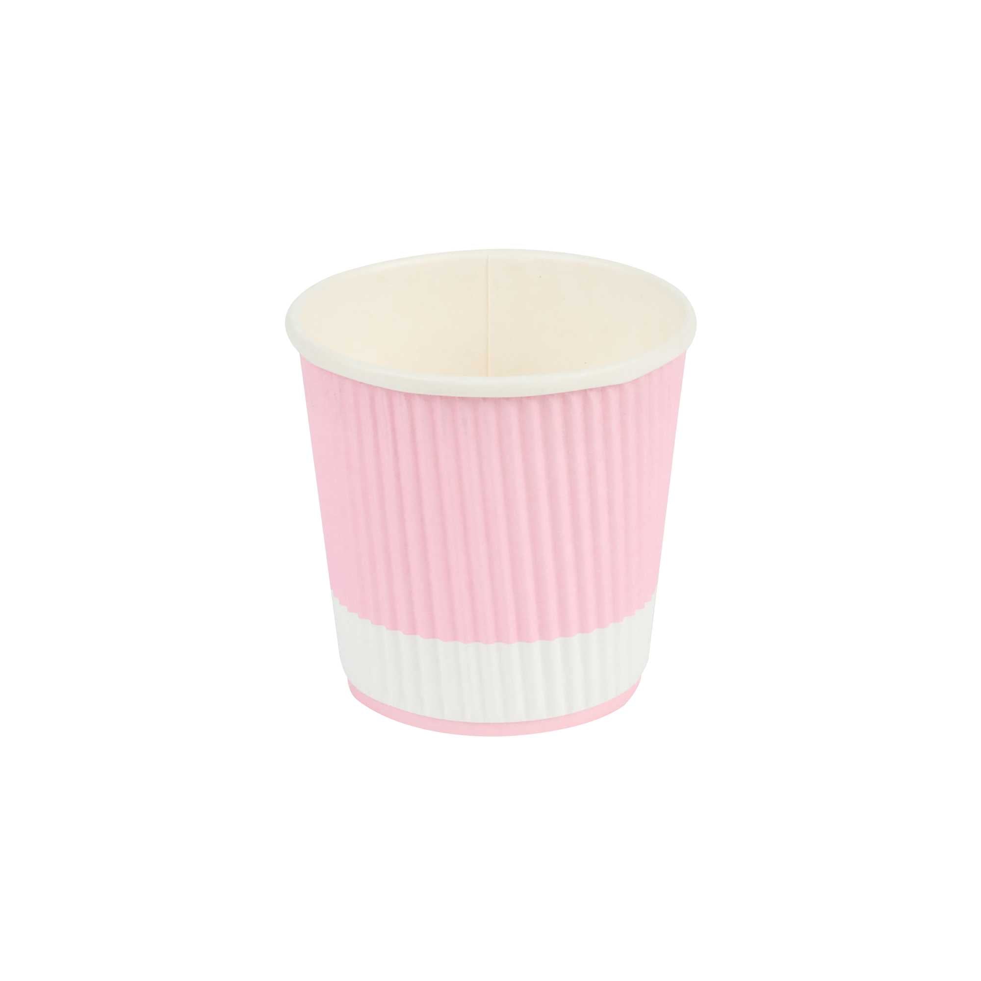 4 oz Light Pink Paper Coffee Cup - Ripple Wall - 2 1/2" x 2 1/2" x 2 1/4" - 25 count box