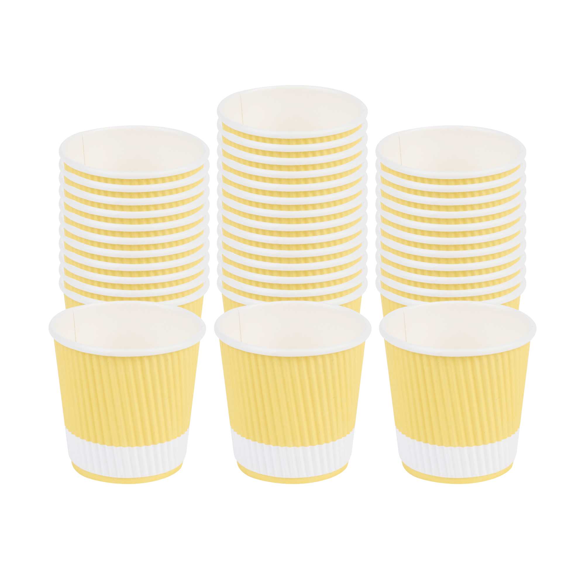 4 oz Light Yellow Paper Coffee Cup - Ripple Wall - 2 1/2" x 2 1/2" x 2 1/4" - 500 count box