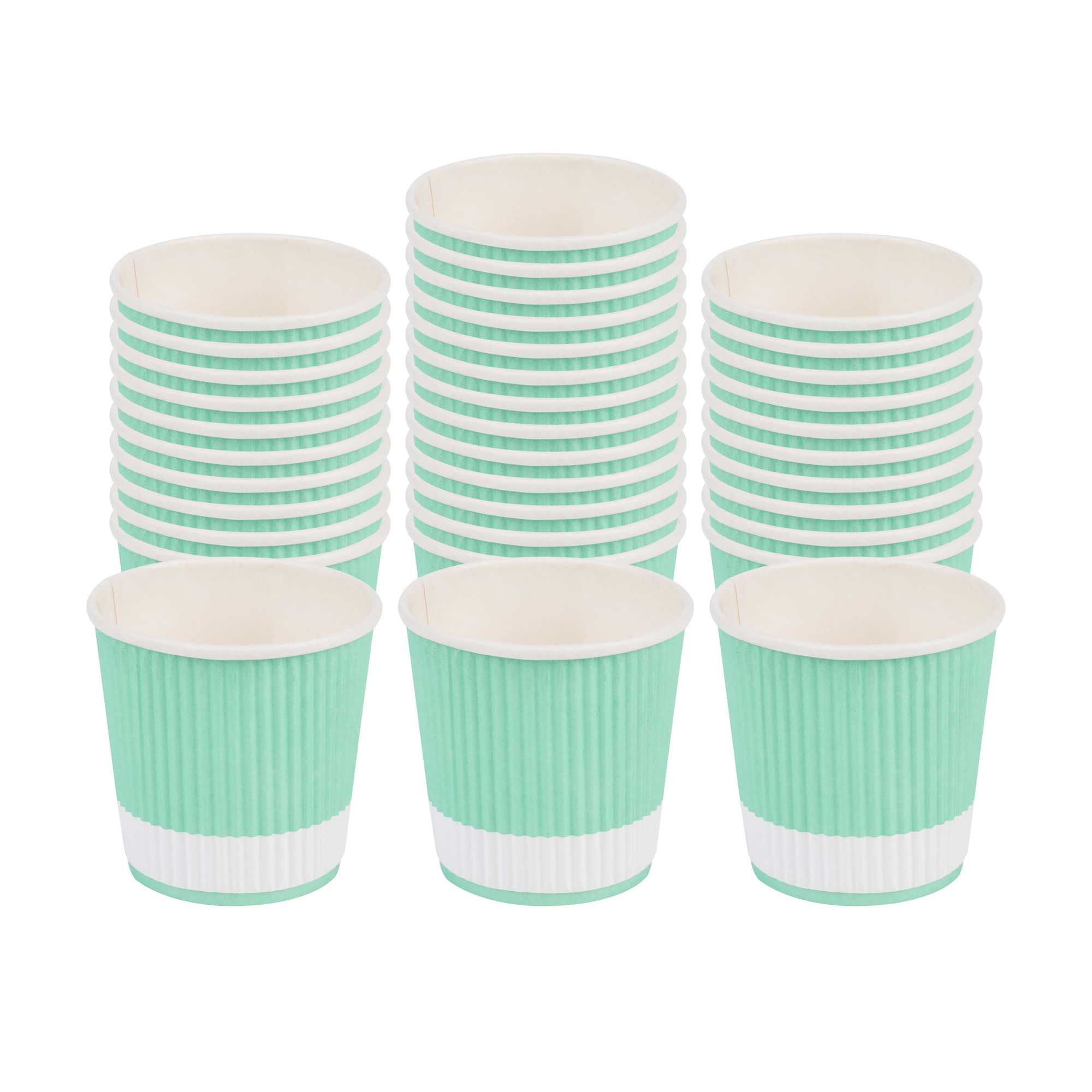 4 oz Light Green Paper Coffee Cup - Ripple Wall - 2 1/2" x 2 1/2" x 2 1/4" - 500 count box
