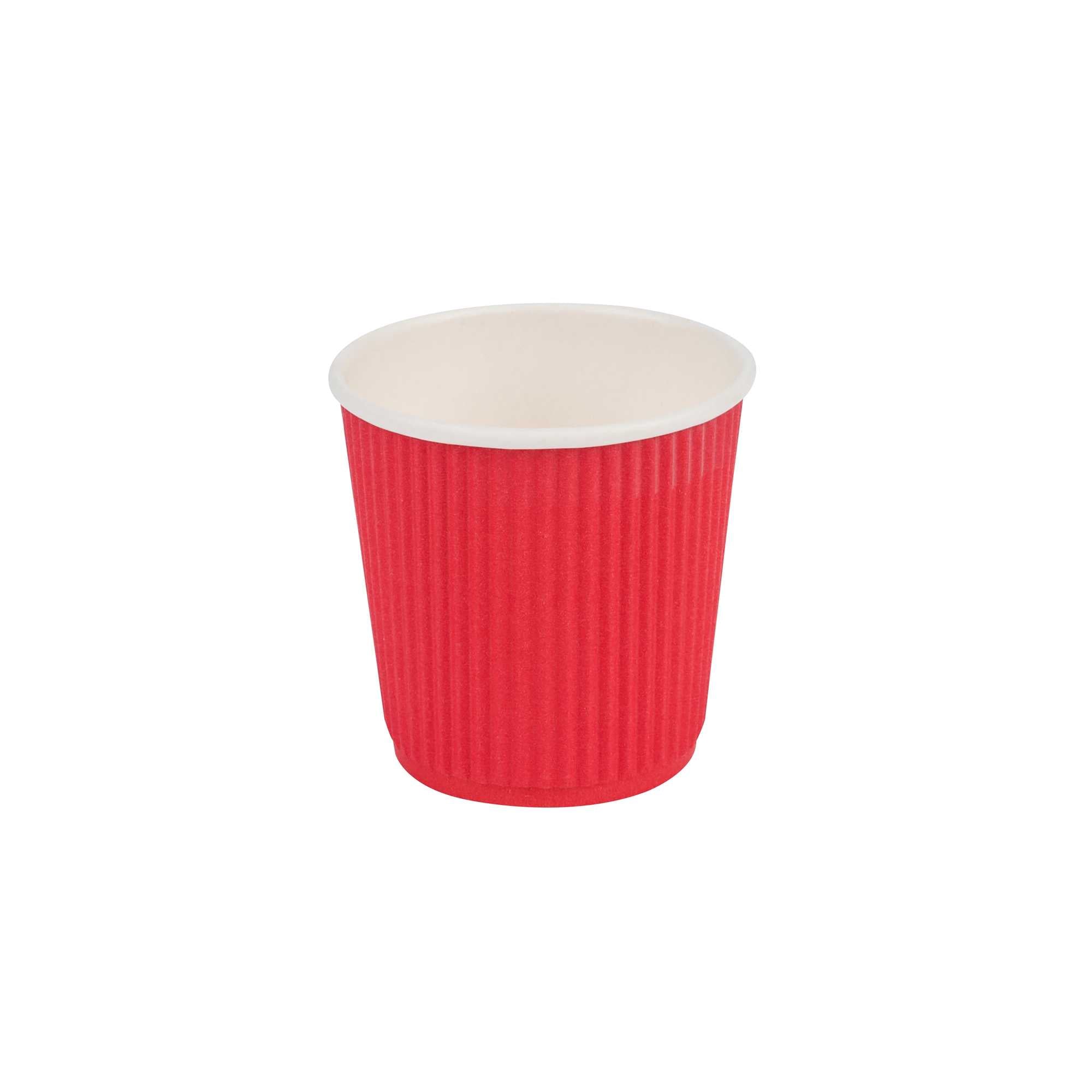 Paper Coffee Cups - Hot Cups - Ripple Wall - Red - 4oz. - 500 Count Box