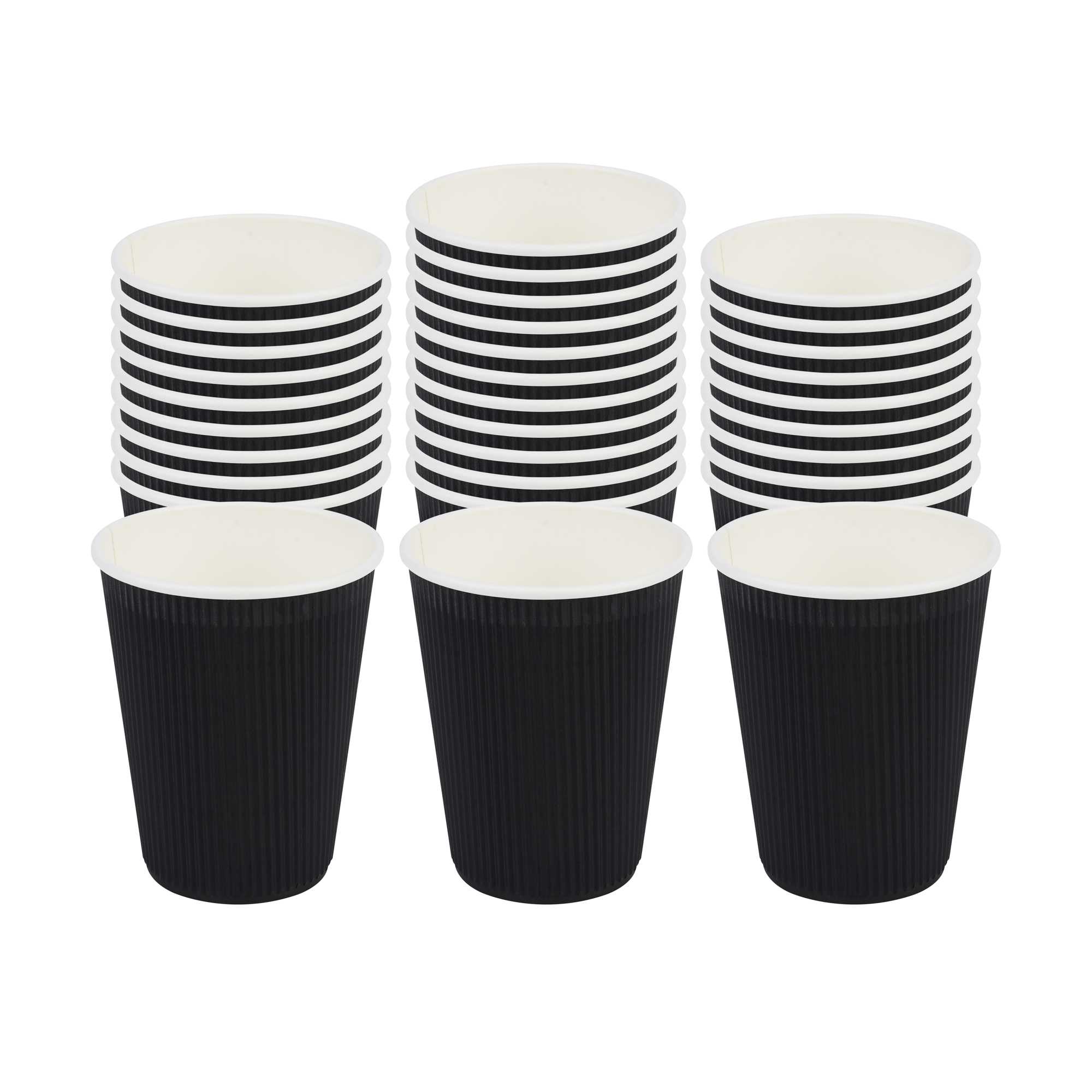 Restpresso 12 oz Black Paper Coffee Cup - Ripple Wall - 3 1/2" x 3 1/2" x 4 1/4" - 25 count box