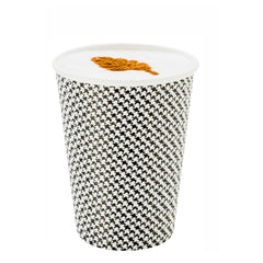 12 oz Houndstooth Paper Coffee Cup - Spiral Wall - 3 1/2
