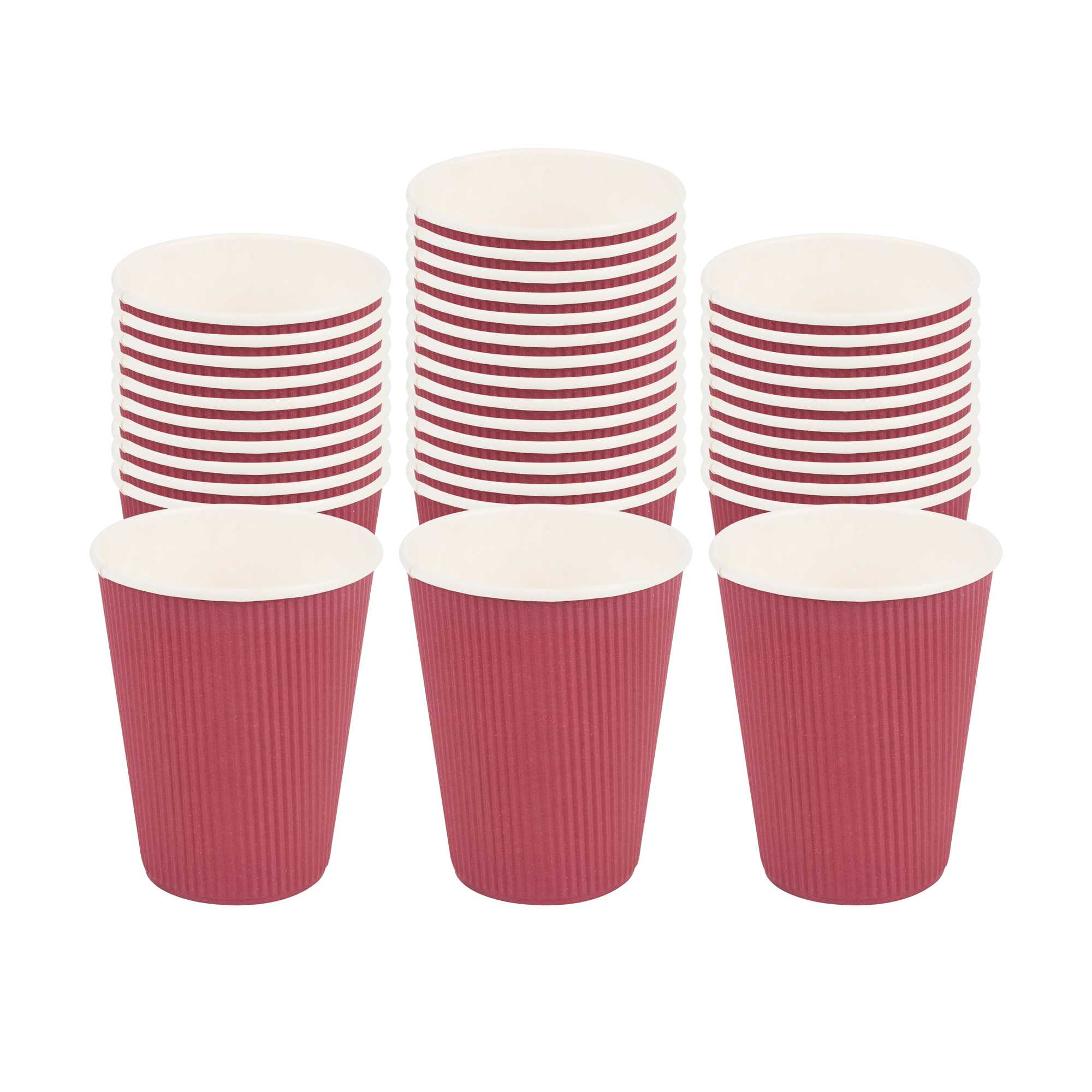 12 oz Crimson Paper Coffee Cup - Ripple Wall - 3 1/2" x 3 1/2" x 4 1/4" - 500 count box