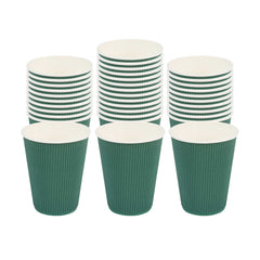 12 oz Forest Green Paper Coffee Cup - Ripple Wall - 3 1/2