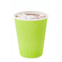 12 oz Eco Green Paper Coffee Cup - Ripple Wall - 3 1/2