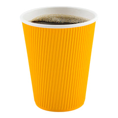 12 oz Yellow Paper Coffee Cup - Ripple Wall - 3 1/2